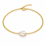 Bracelet en argent avec perle naturelle (argent doré)