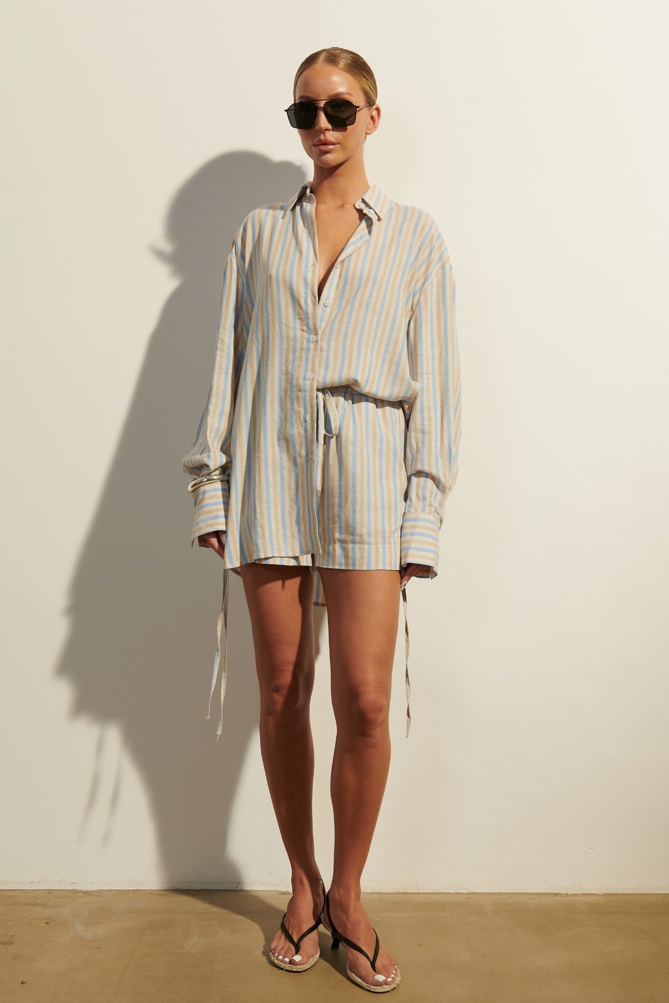 Beige with pale blue Maree shorts image 3