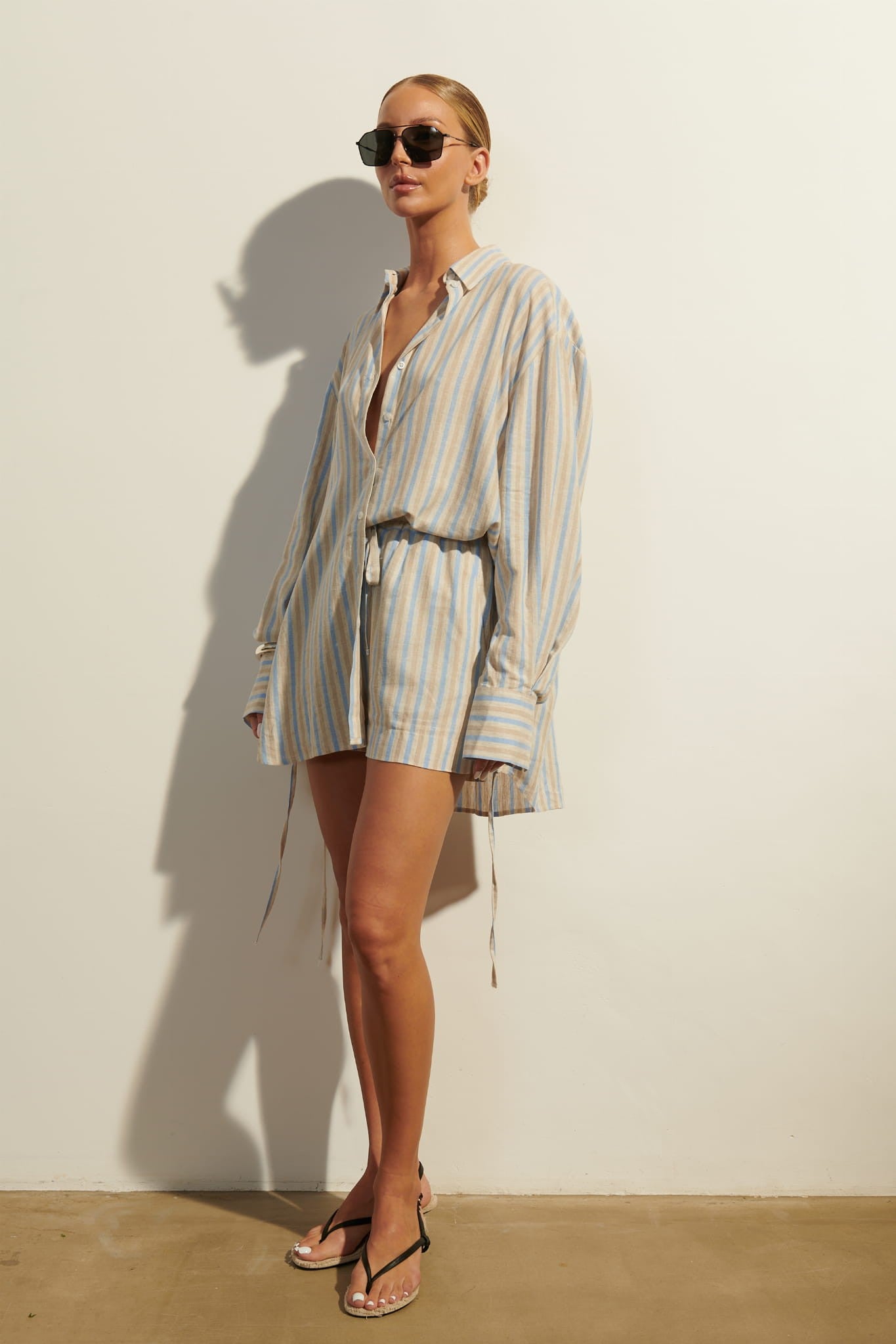 Beige with pale blue Maree shorts image 4