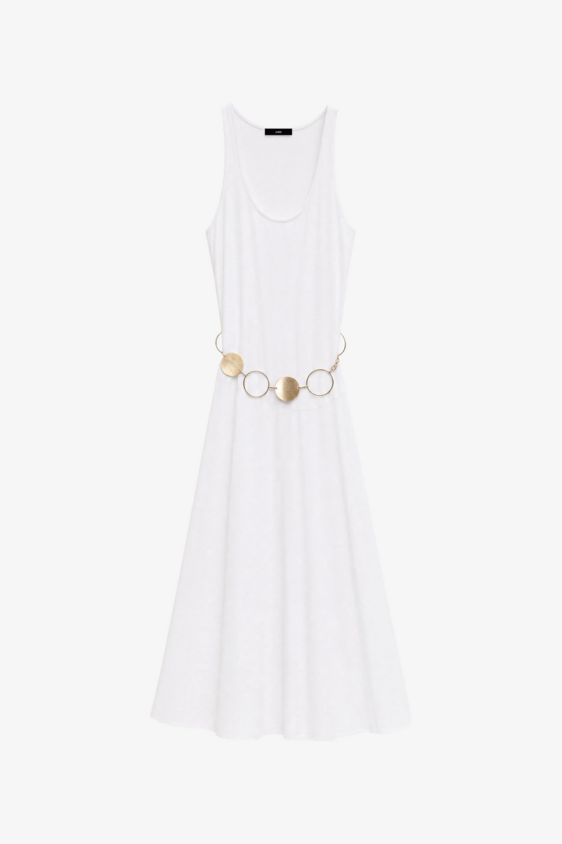 Long dress with metal belt