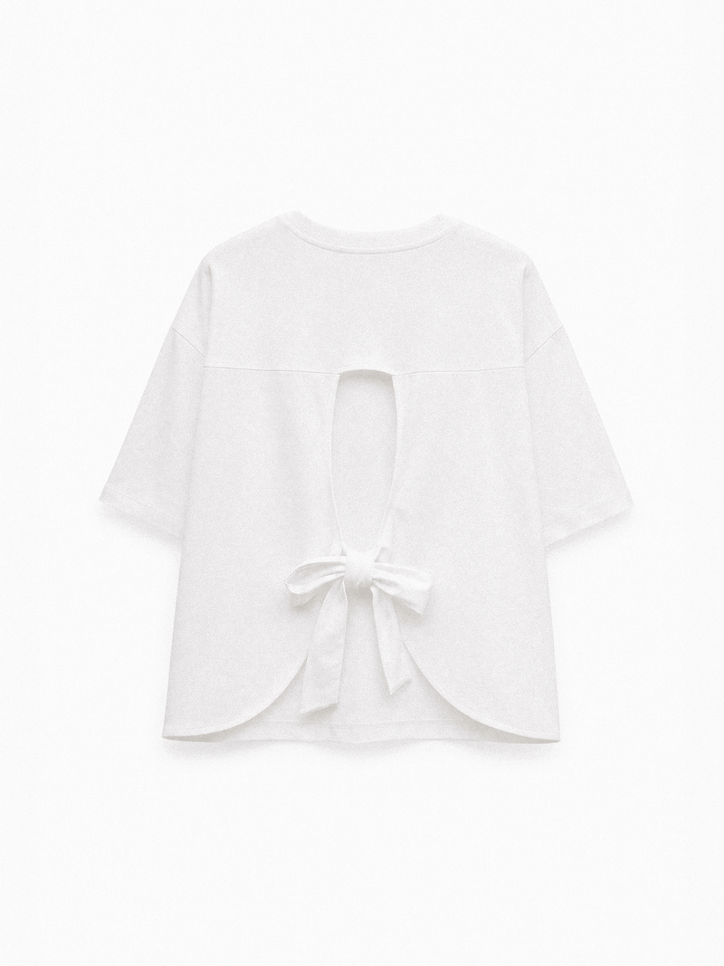Open back bow T shirt