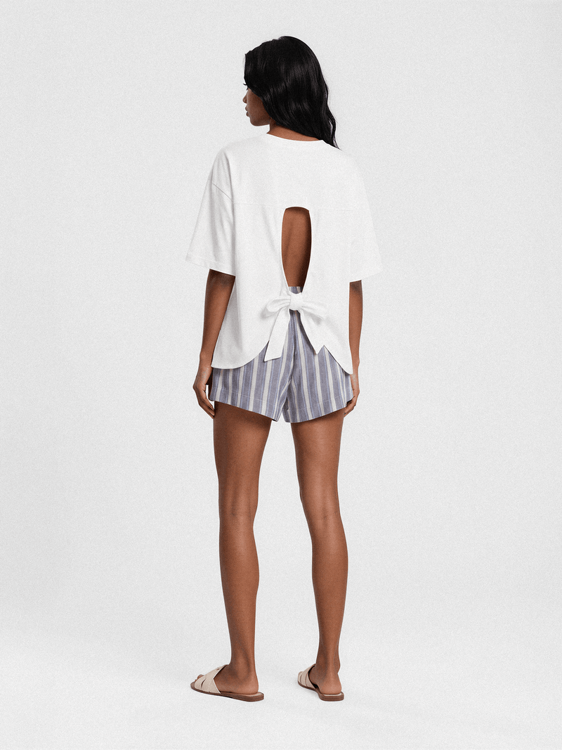 Striped ruffle shorts
