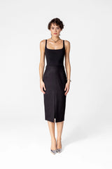 Midi pencil skirt in wool flannel