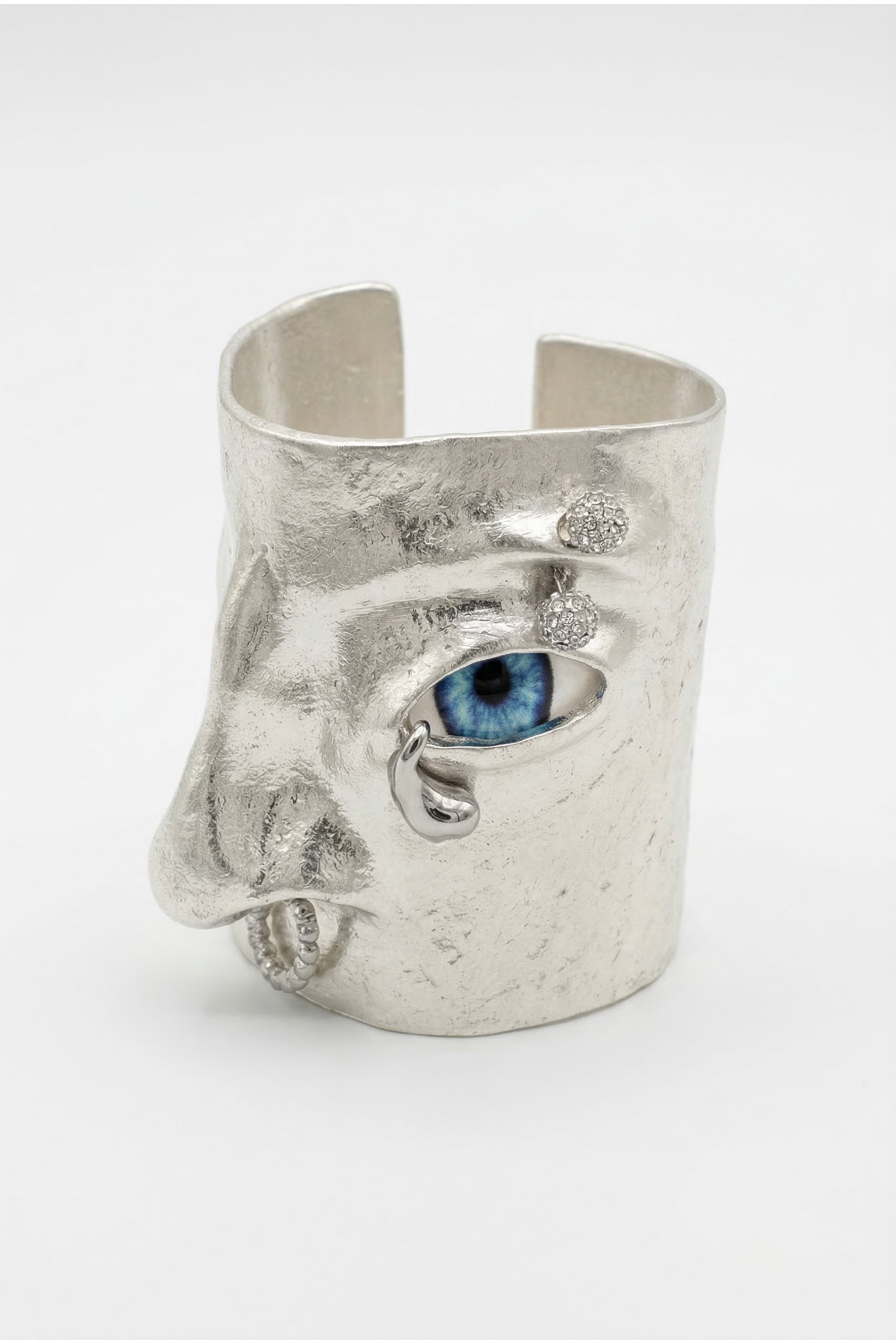 Rhinestone face cuff bracelet in silver image 2