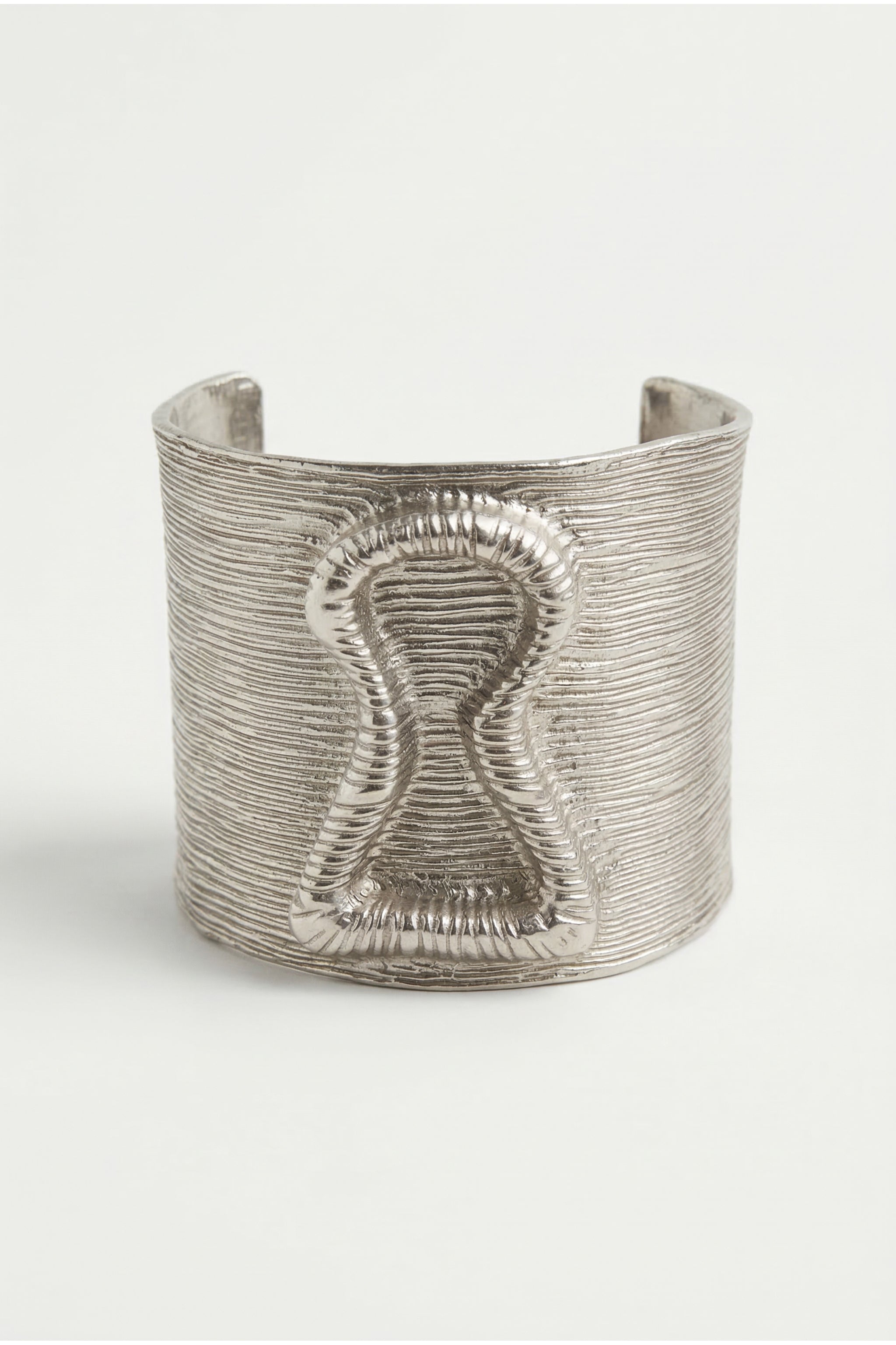 Padlock relief cuff bracelet in silver image 1