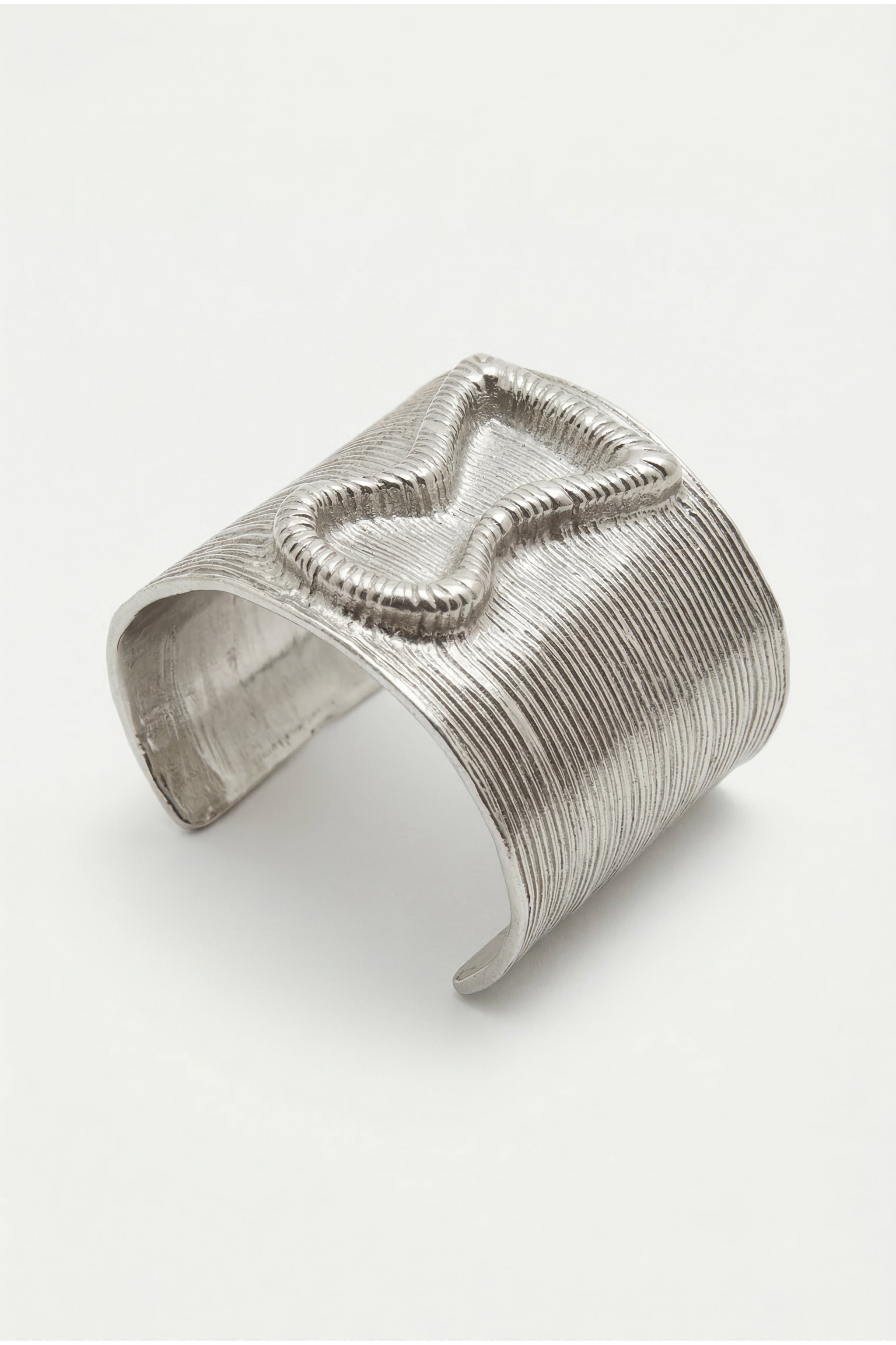 Padlock relief cuff bracelet in silver image 2