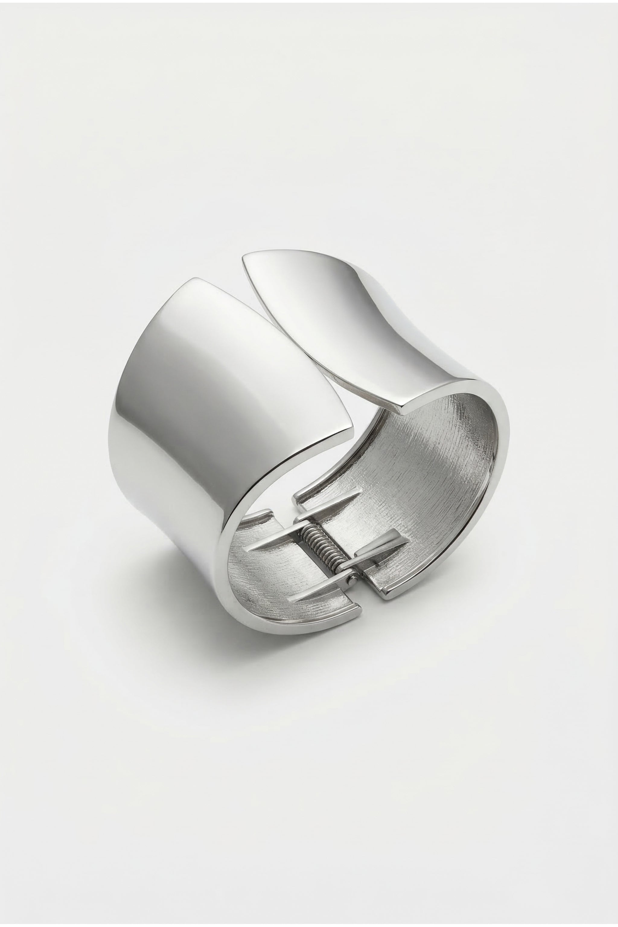 Smooth wide cuff bracelet in silver image 2