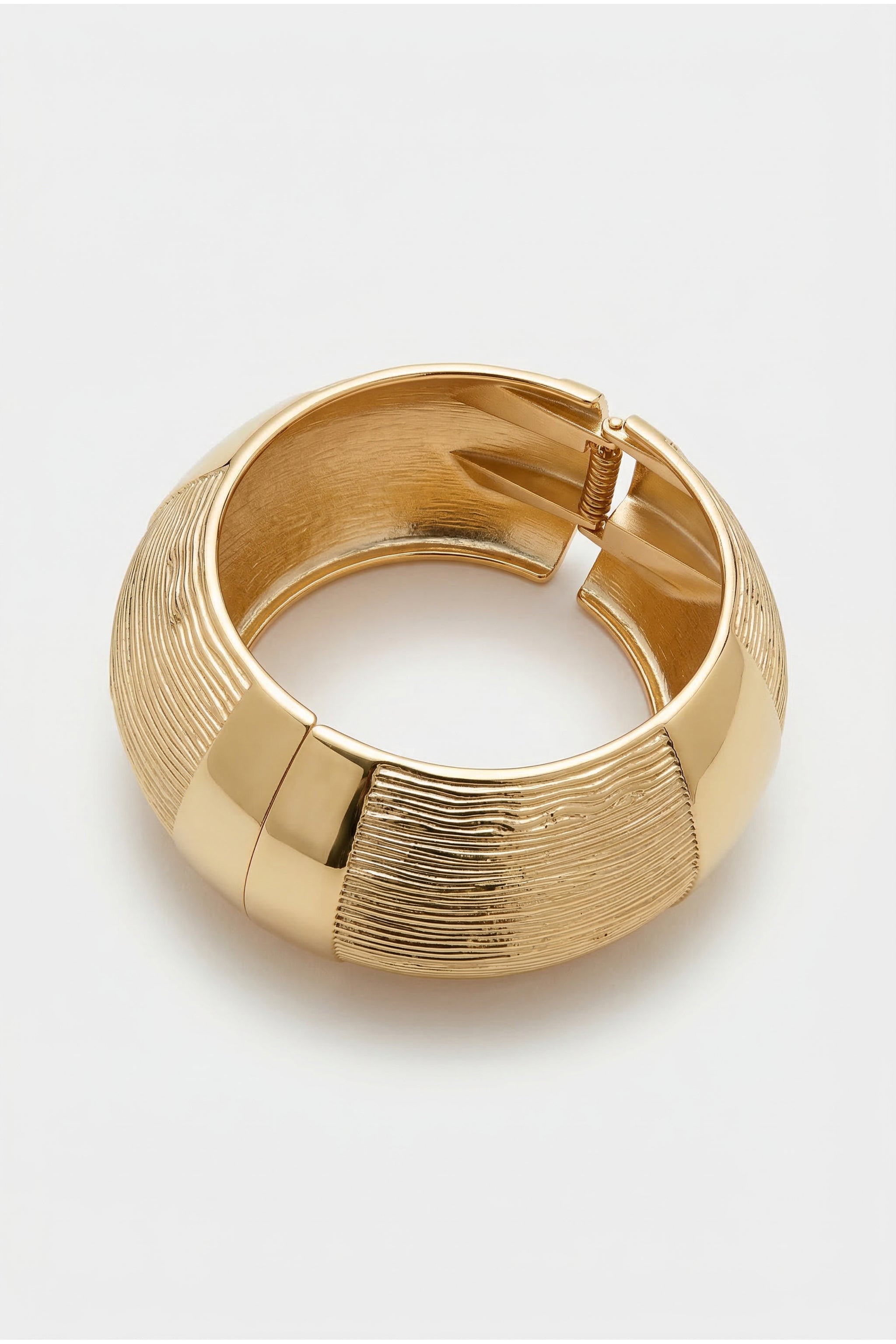 Striped panel cuff bracelet in gold image 1