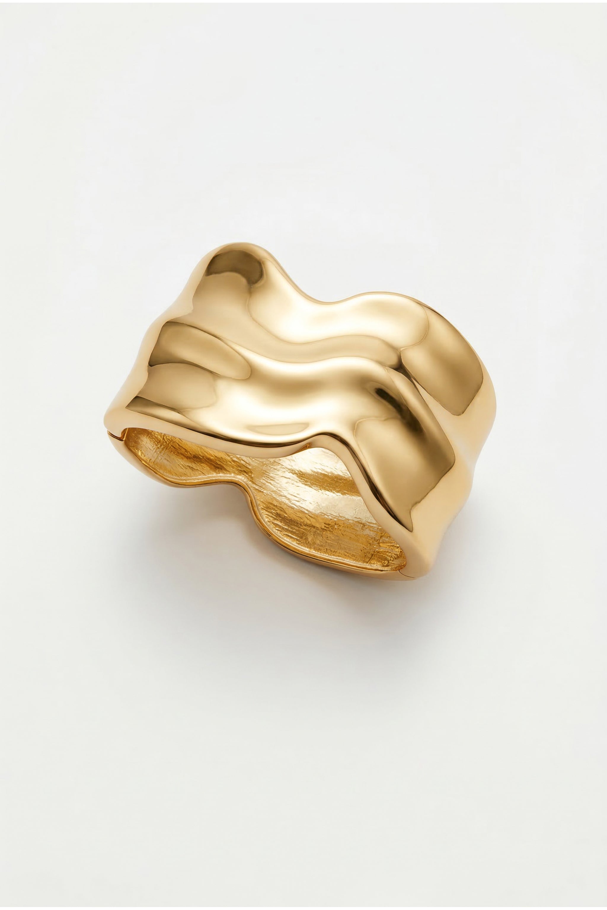 Undulating wide cuff bracelet in gold image 1