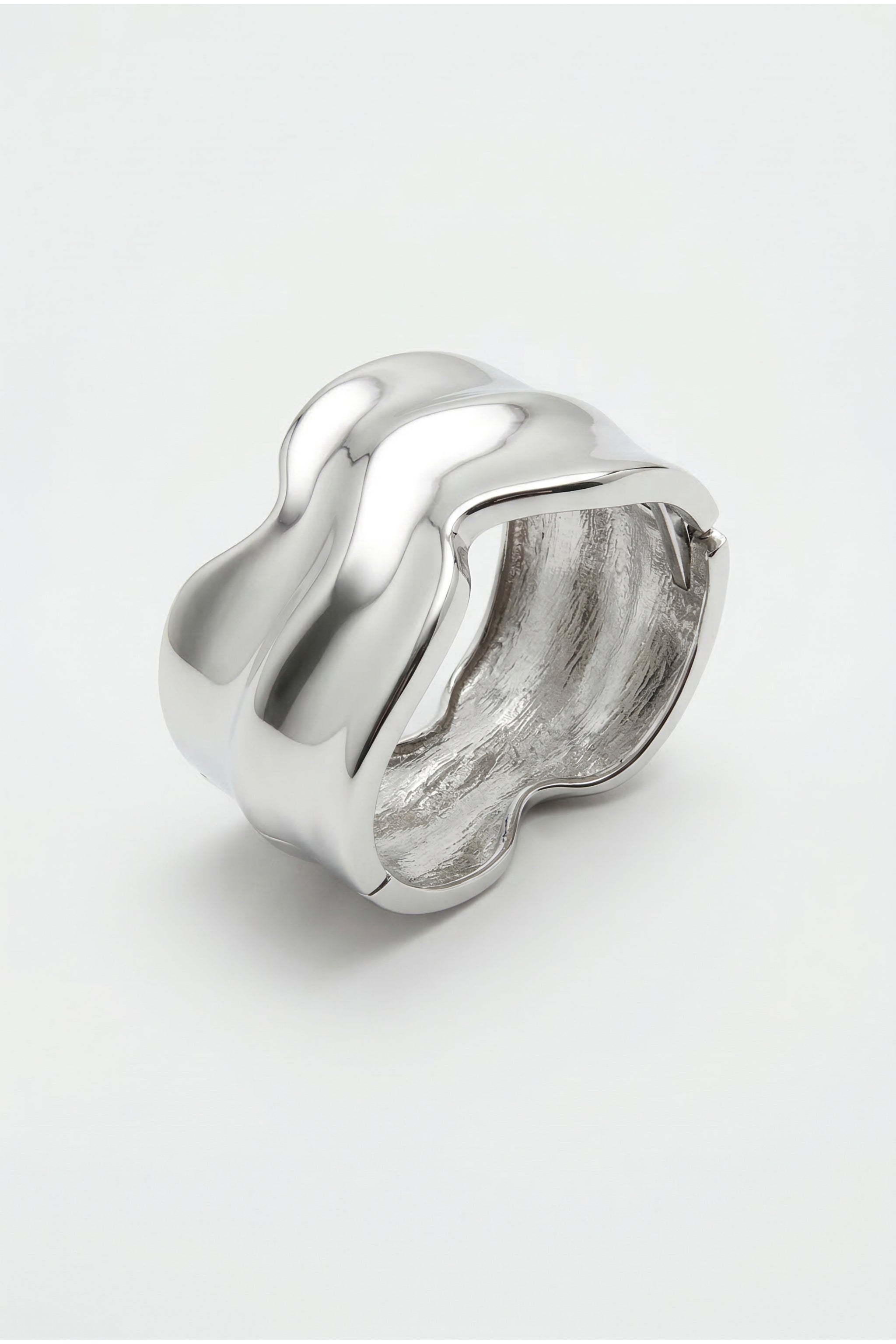 Undulating wide cuff bracelet in silver image 1