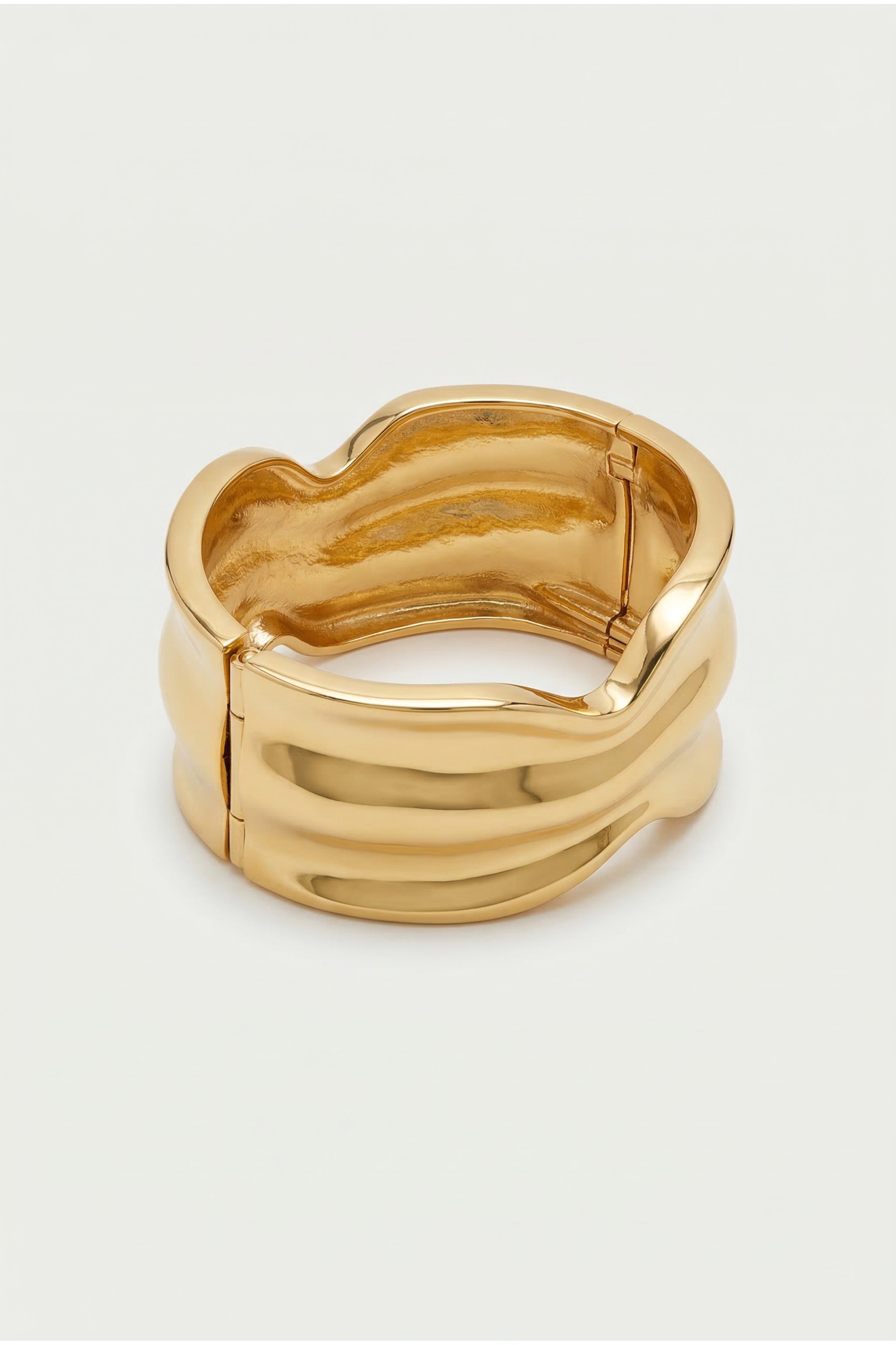 Undulating wide cuff bracelet in gold image 2