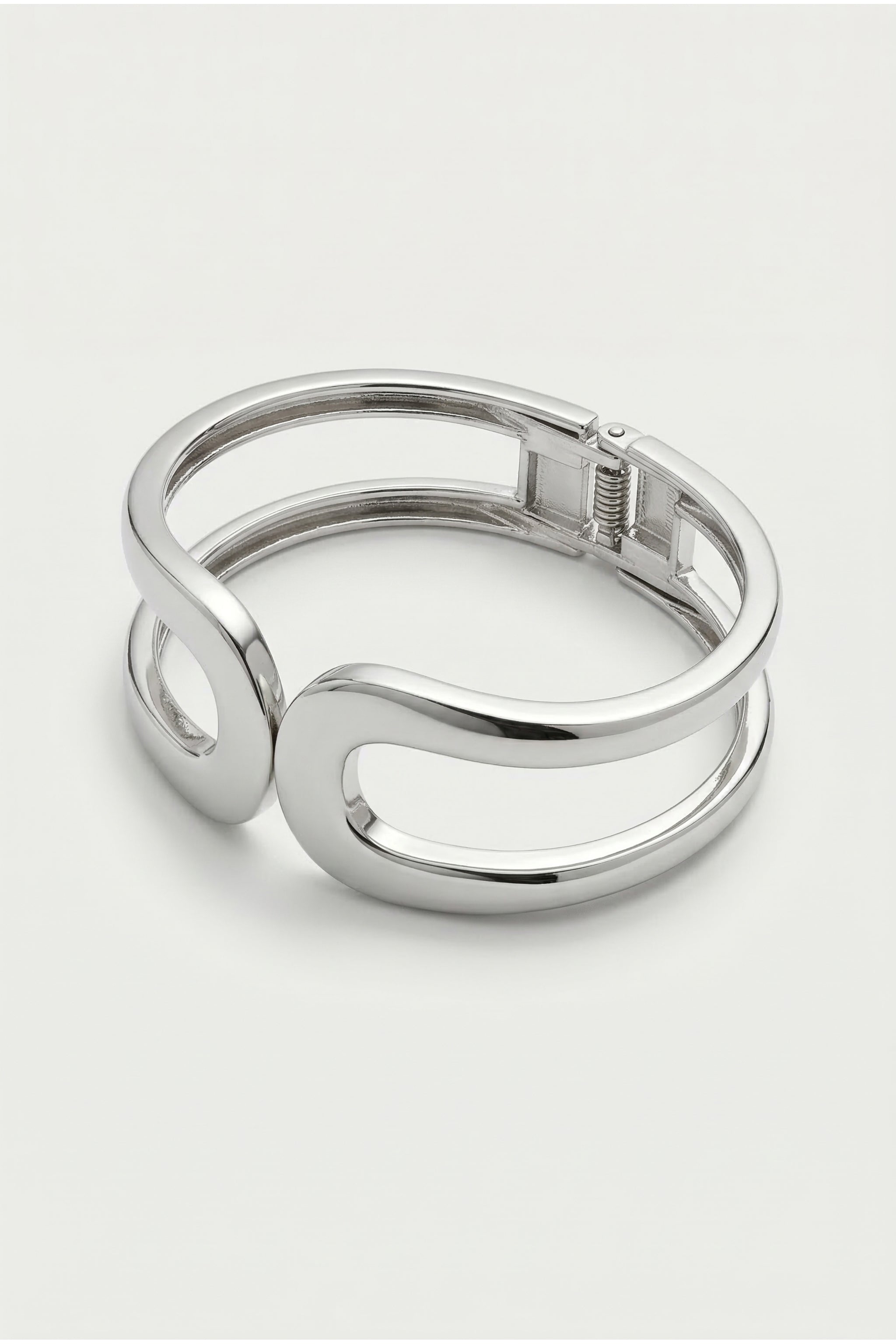 Double band cuff bracelet in silver image 1