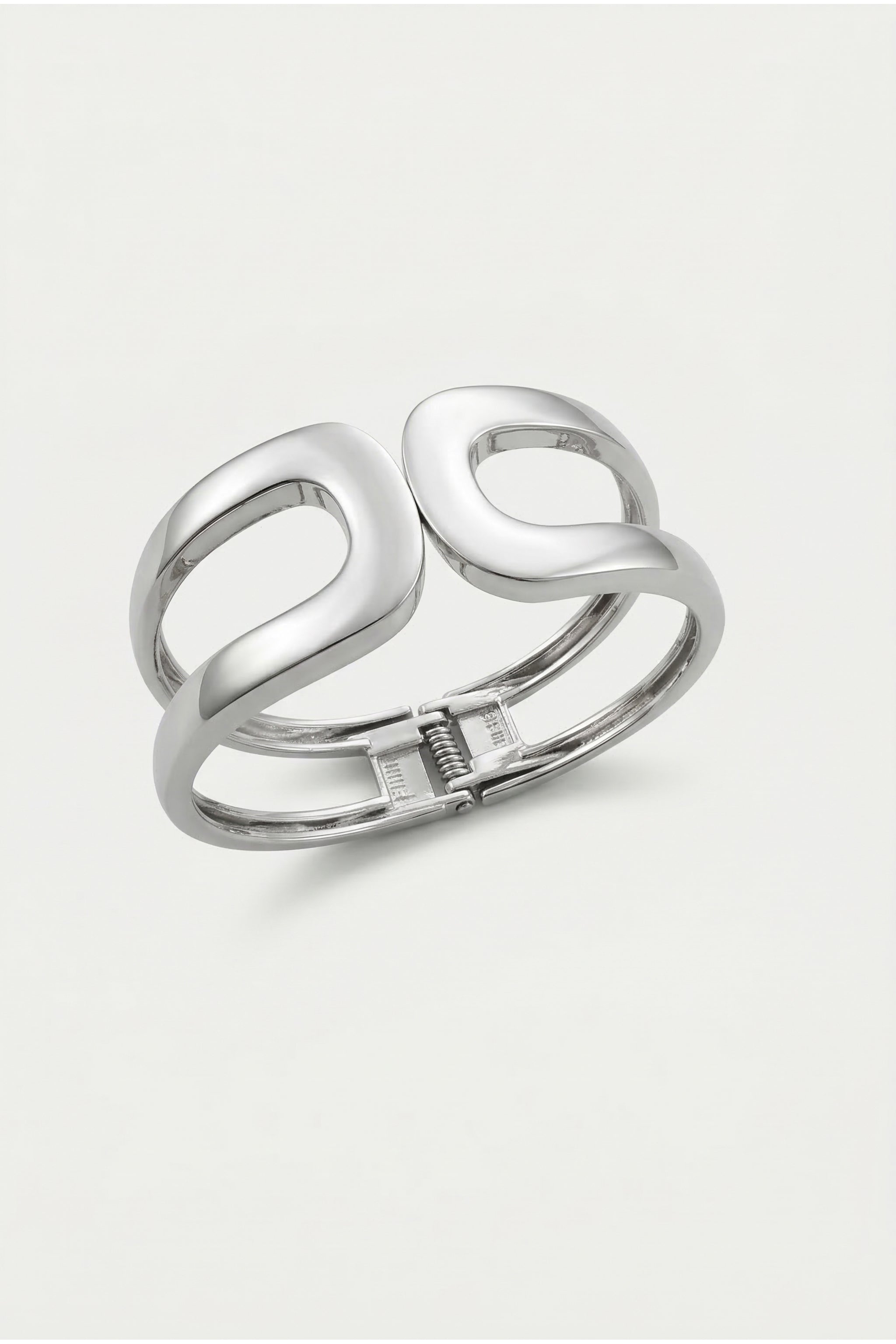 Double band cuff bracelet in silver image 2