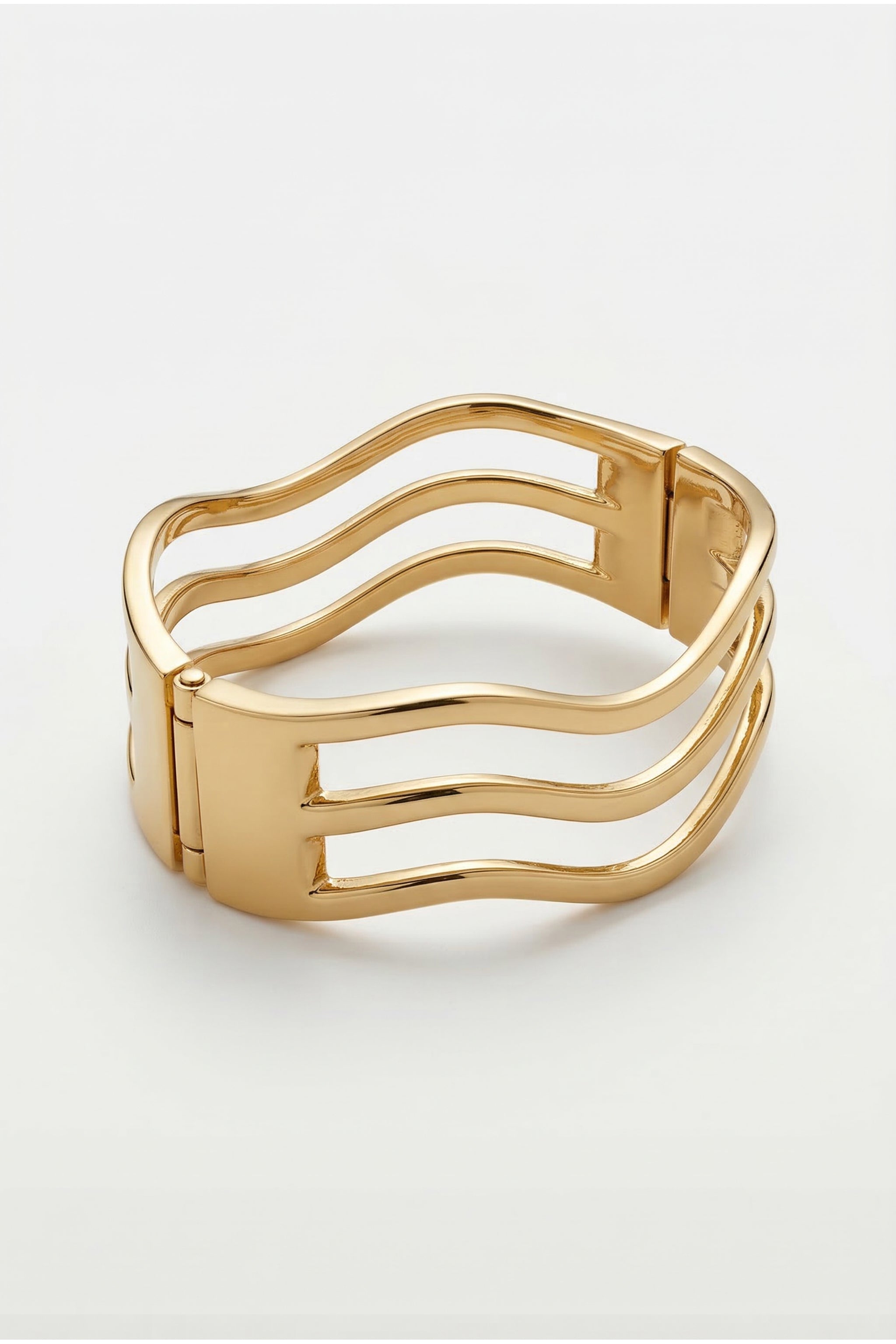 Perforated line cuff bracelet in gold image 2
