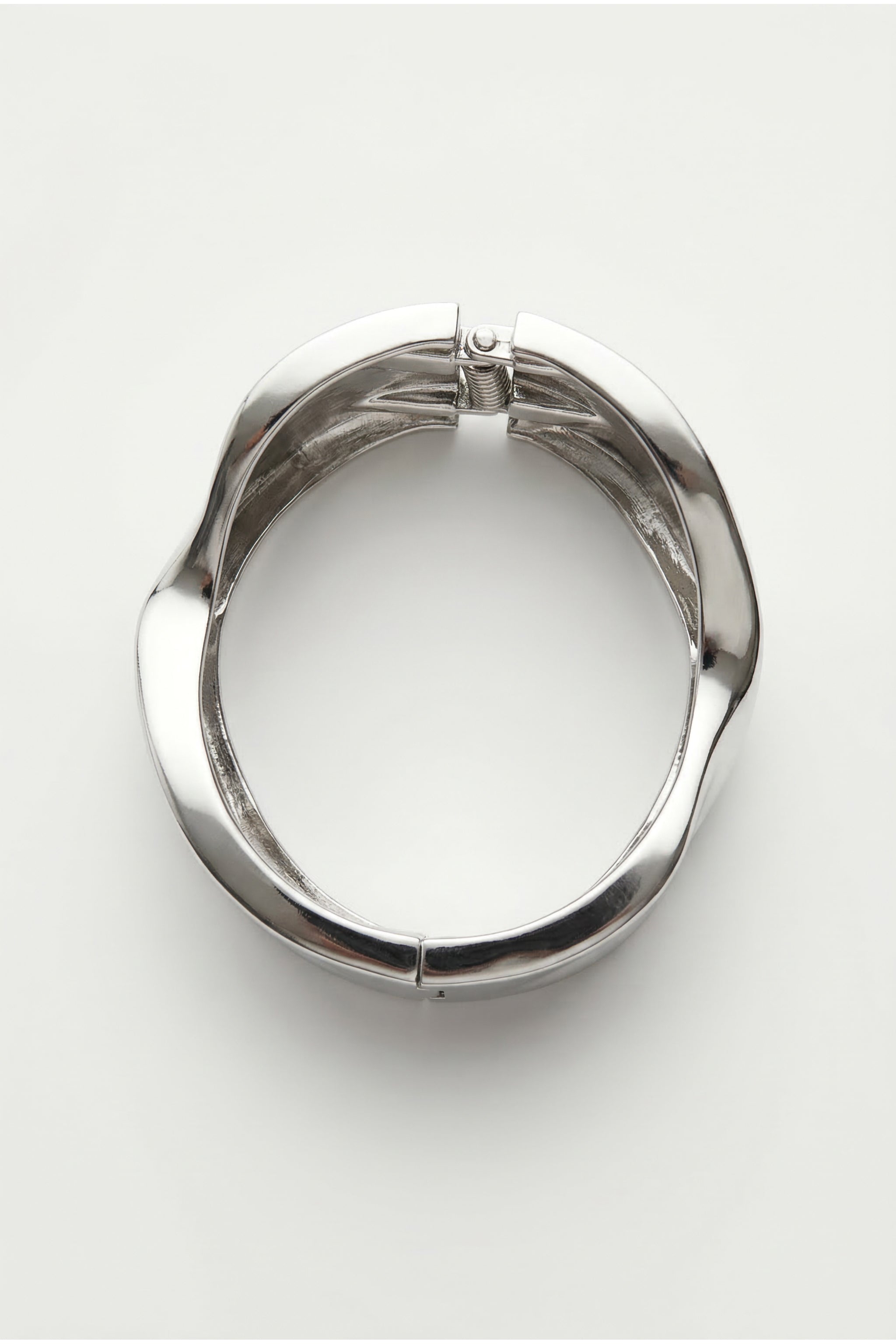 Wavy wide cuff bracelet in silver image 2