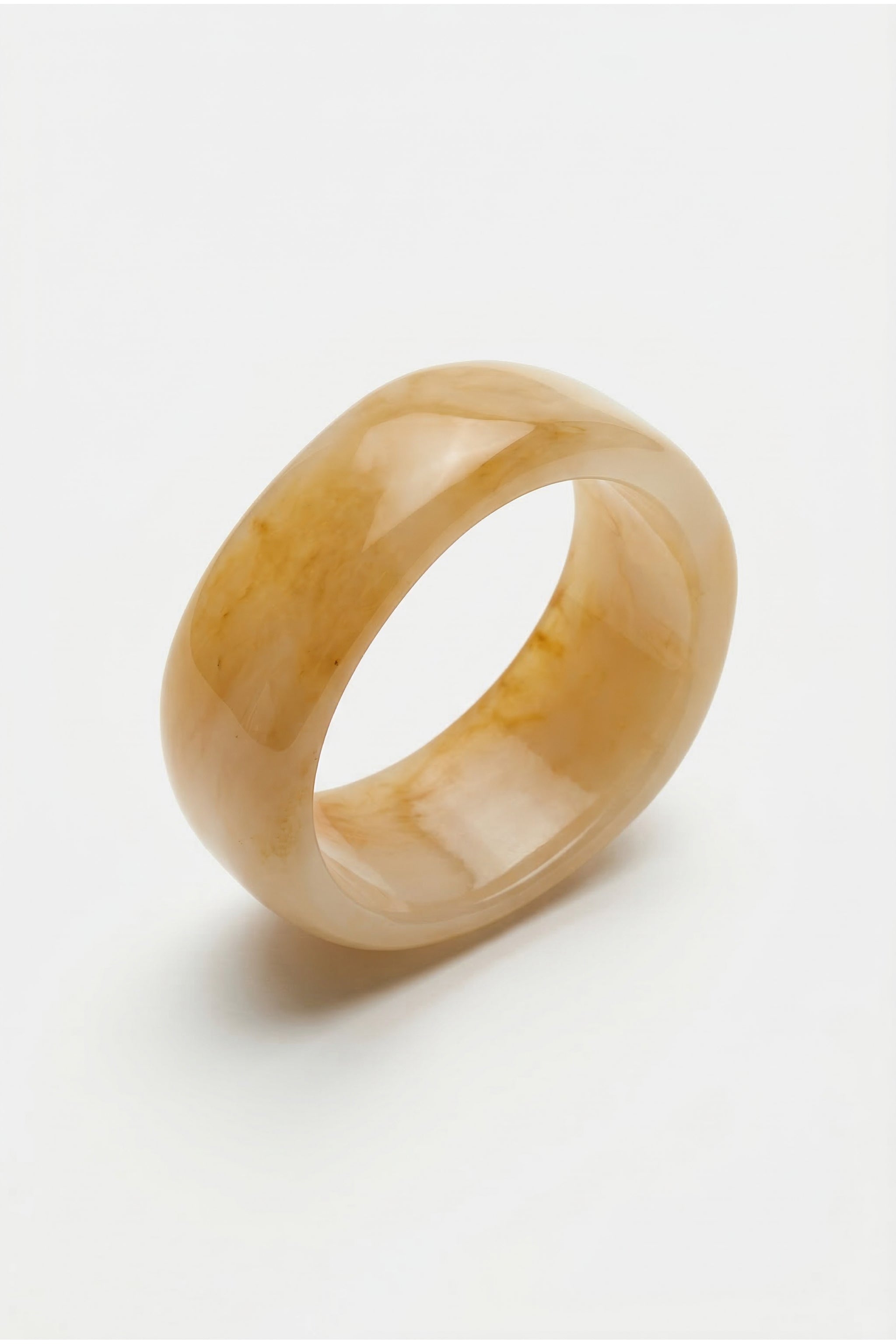 Rounded resin cuff bracelet in beige image 1