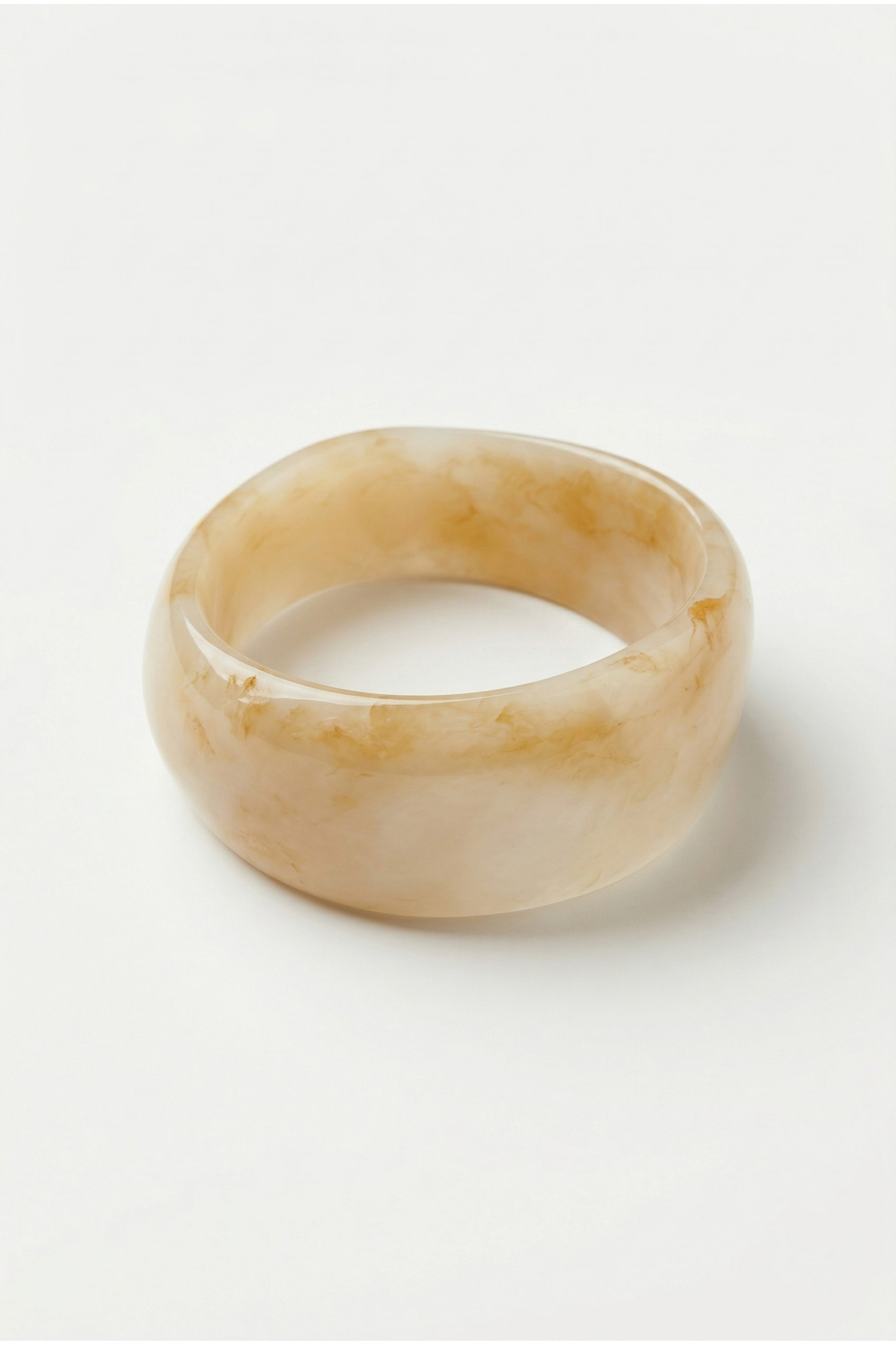 Rounded resin cuff bracelet in pearl image 1