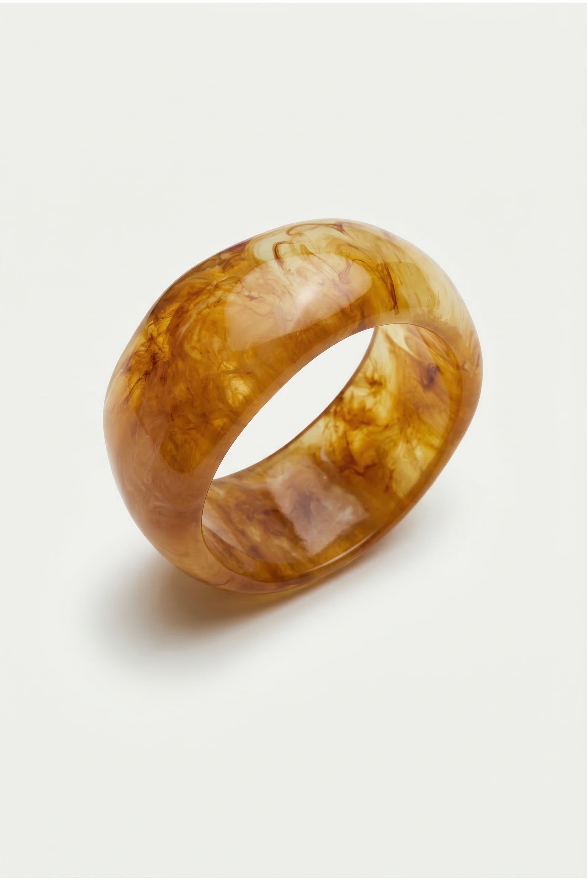 Rounded resin cuff bracelet in sand camel image 1