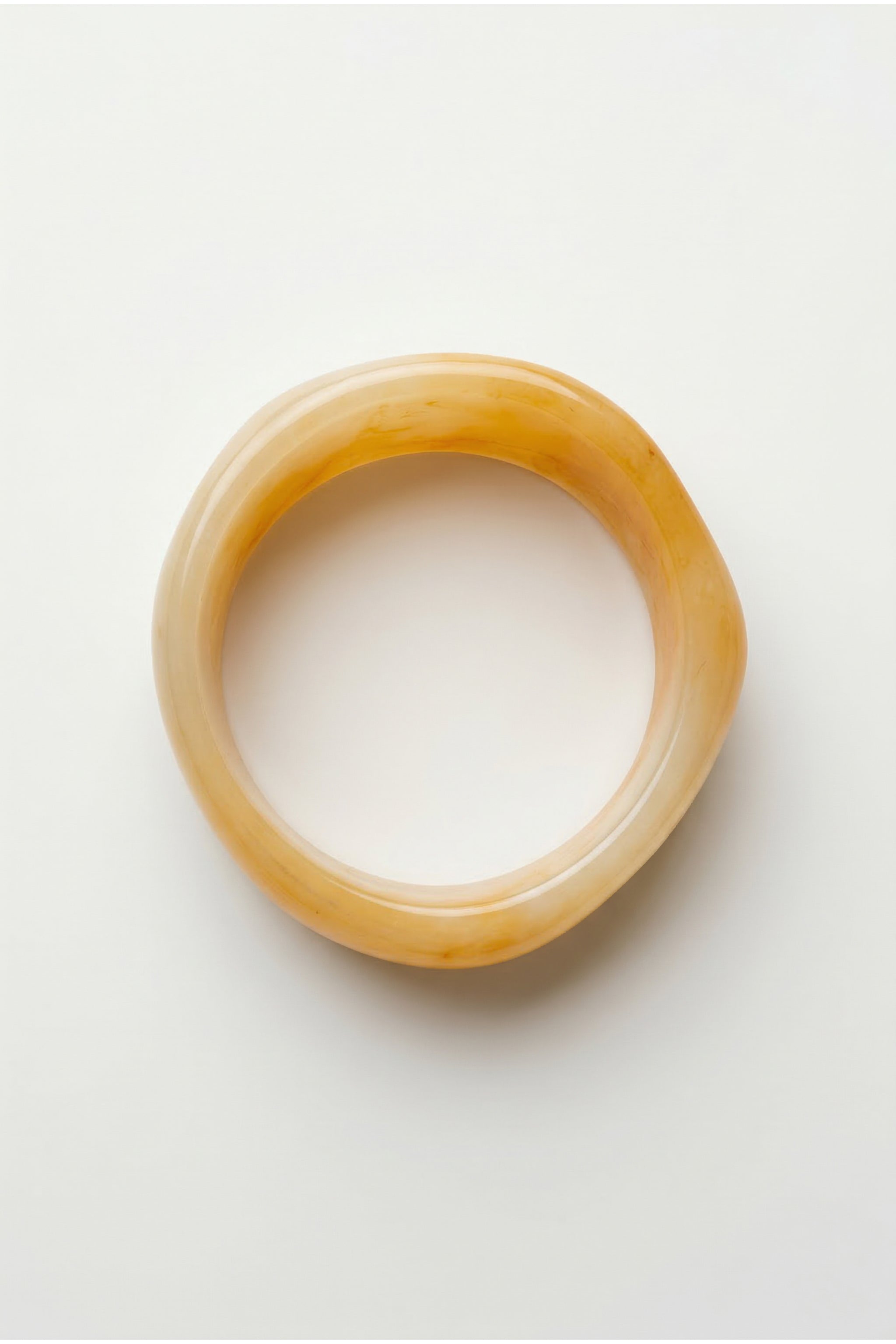 Rounded resin cuff bracelet in beige image 2