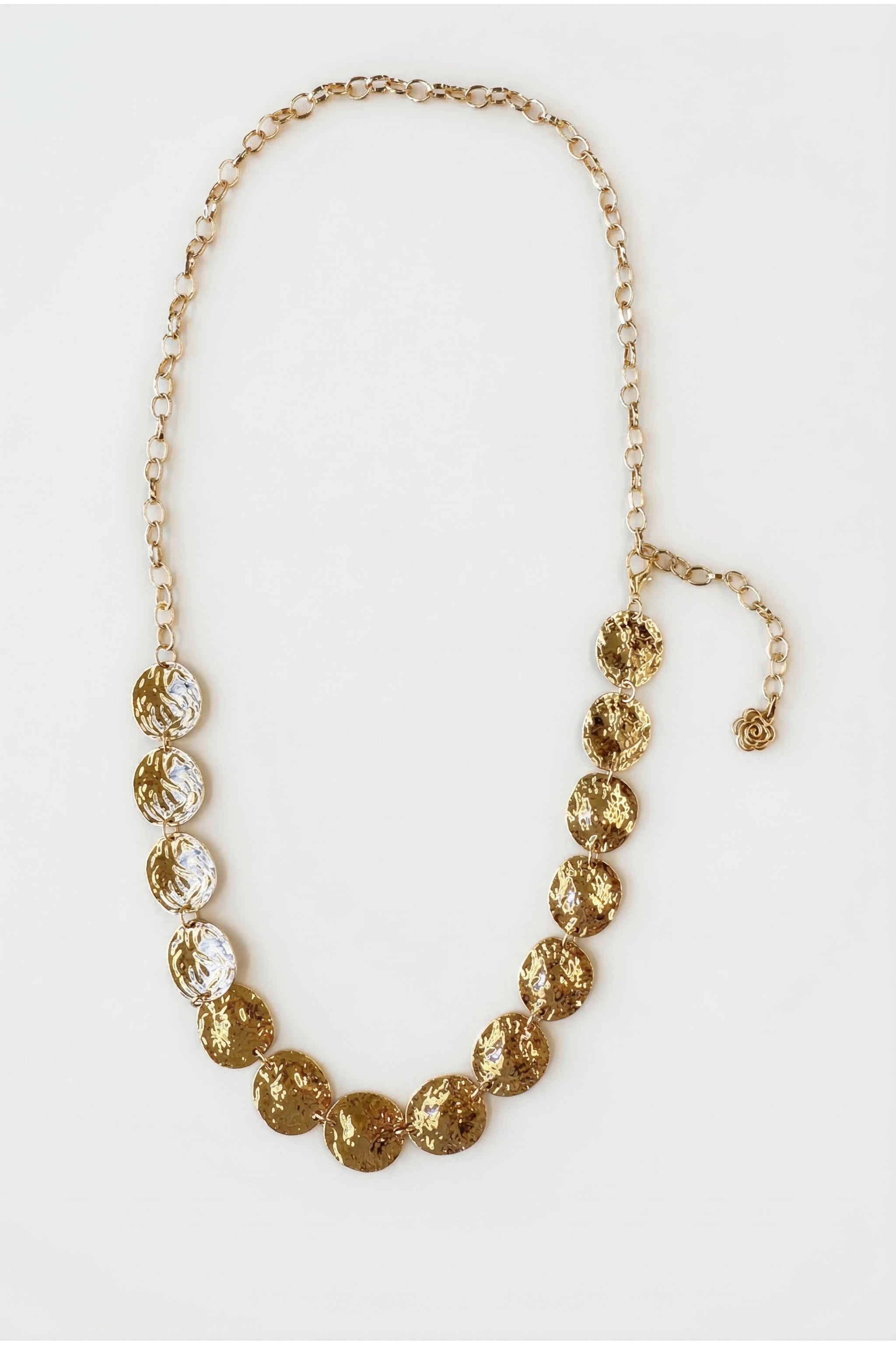 Round disc chain belt in gold