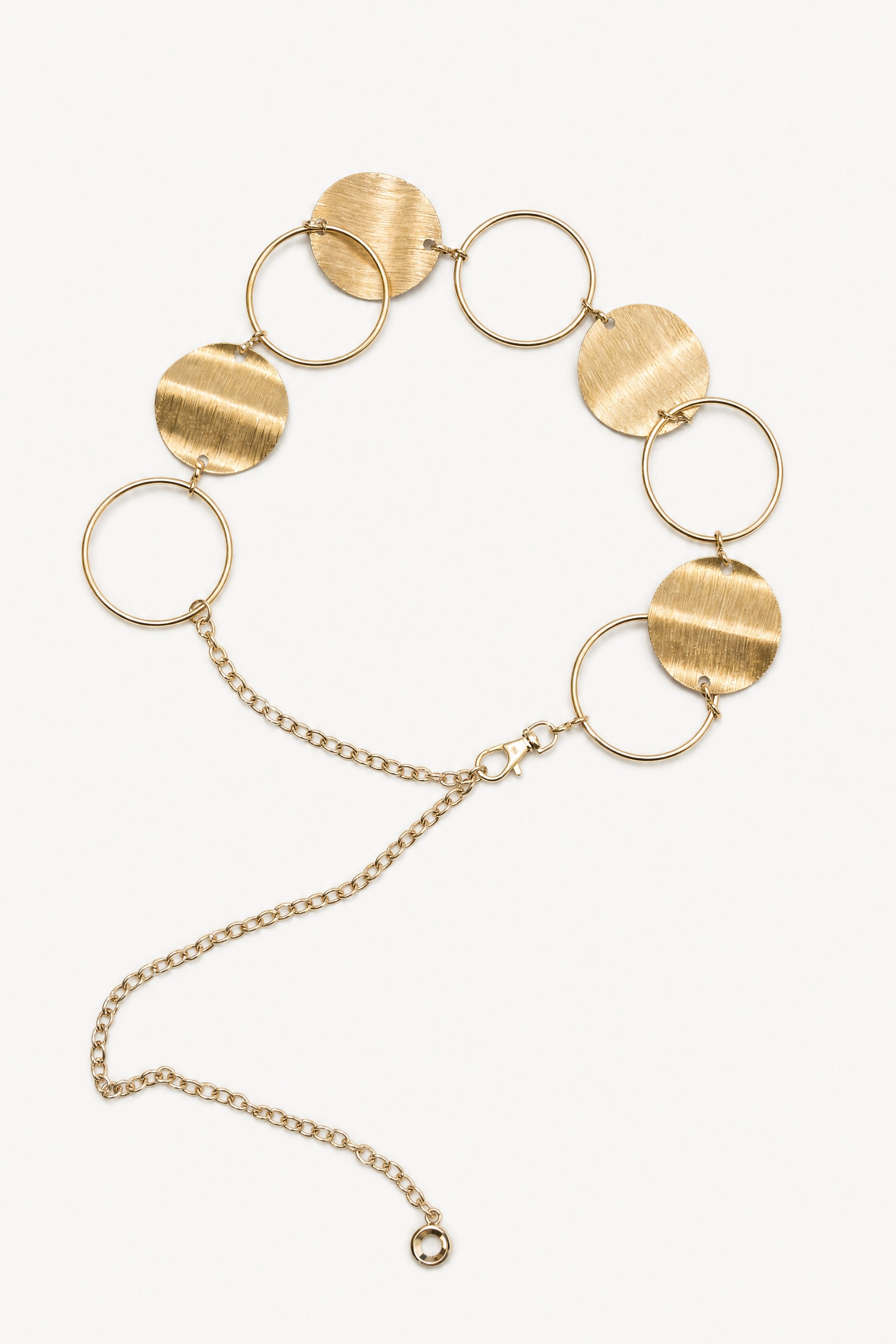 Circle and disc chain belt in gold