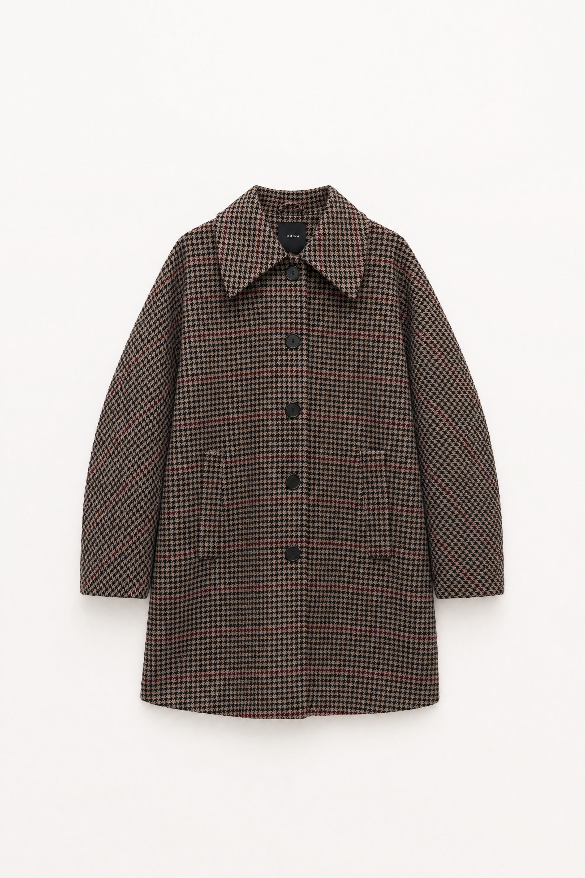 Houndstooth cocoon coat packshot image 1
