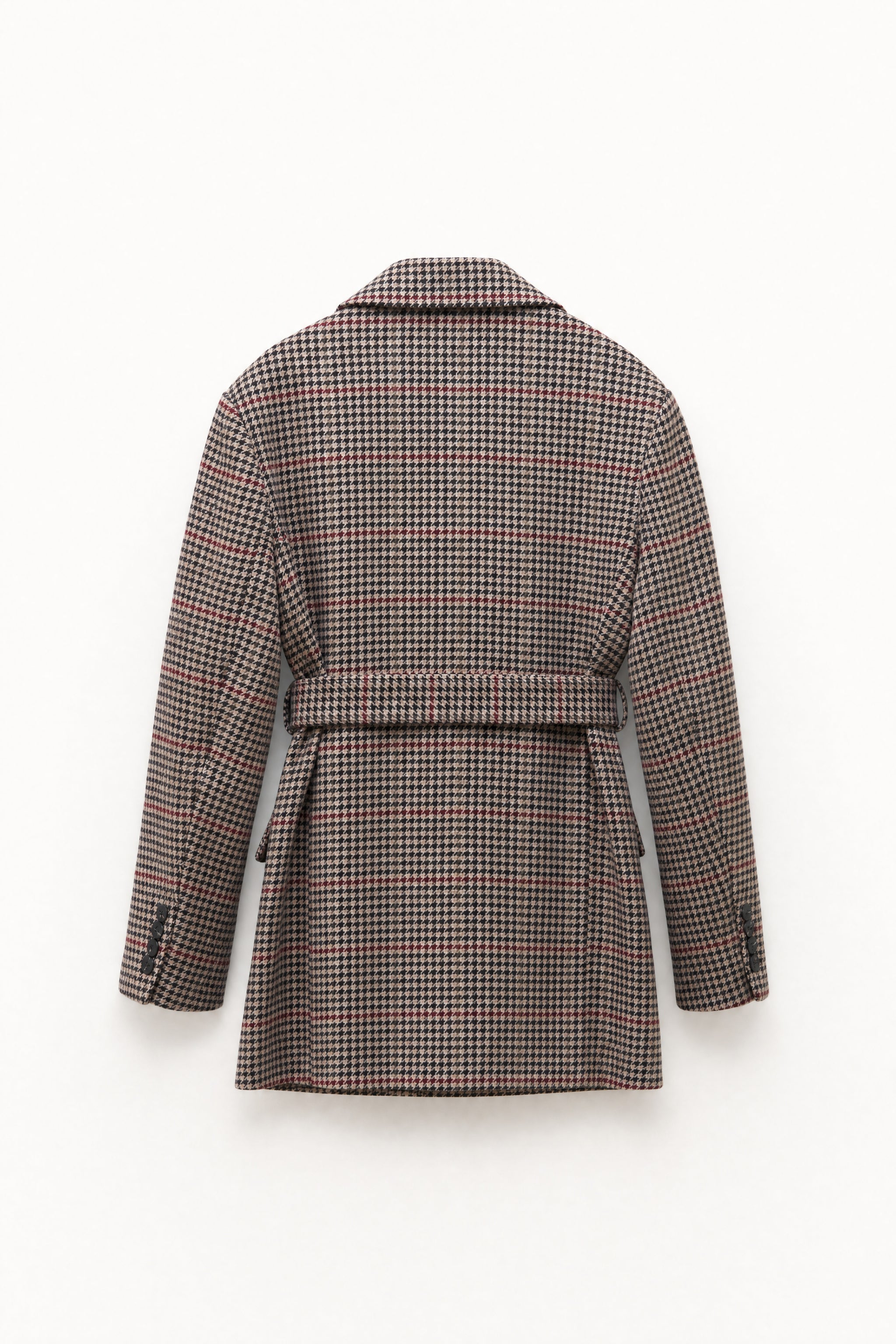 Cropped houndstooth belted jacket packshot image 2