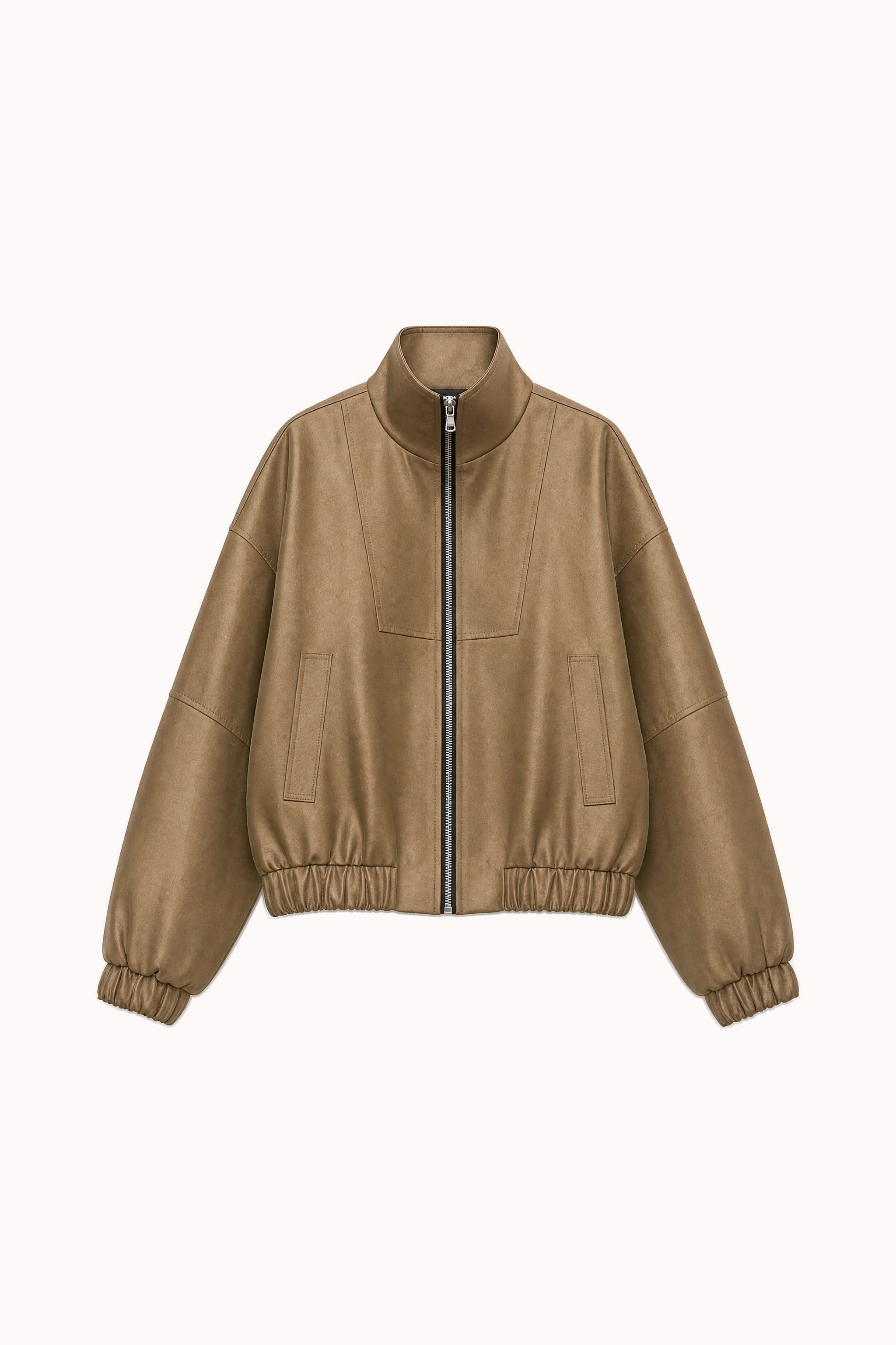 Fluid satin bomber jacket in gold packshot image 1