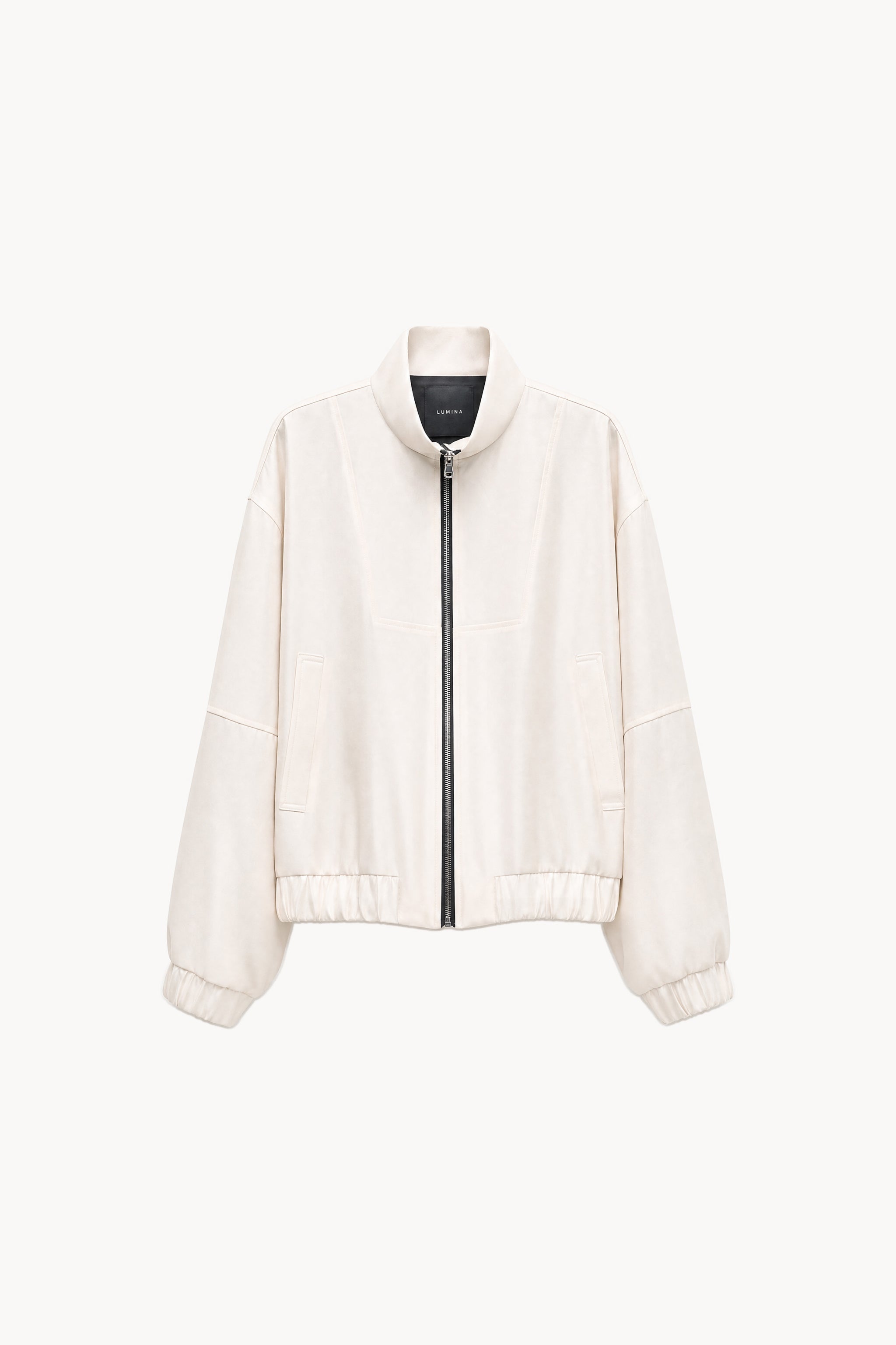 Fluid satin bomber jacket in pearl packshot image 1