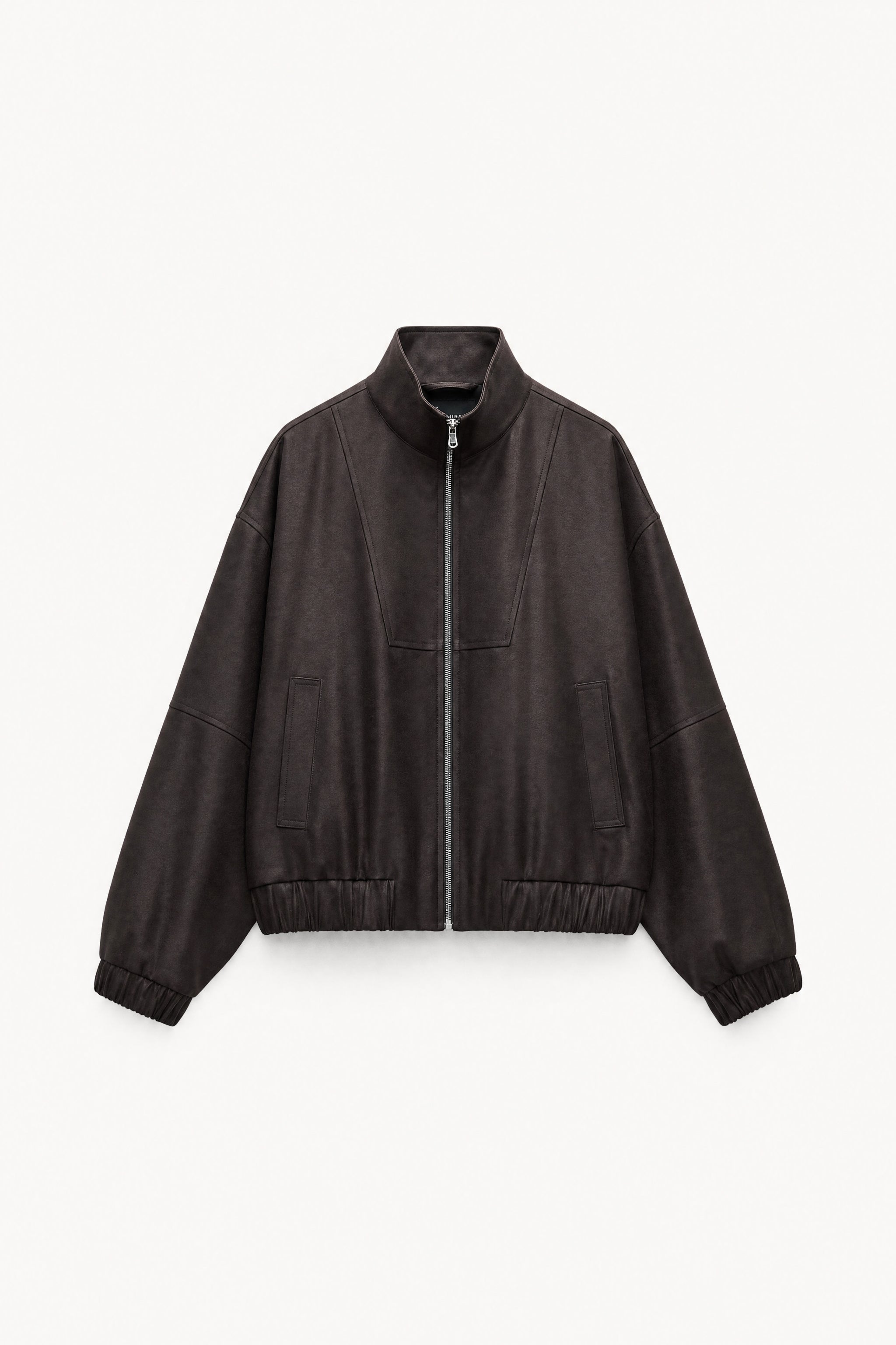 Fluid satin bomber jacket in brown packshot image 1