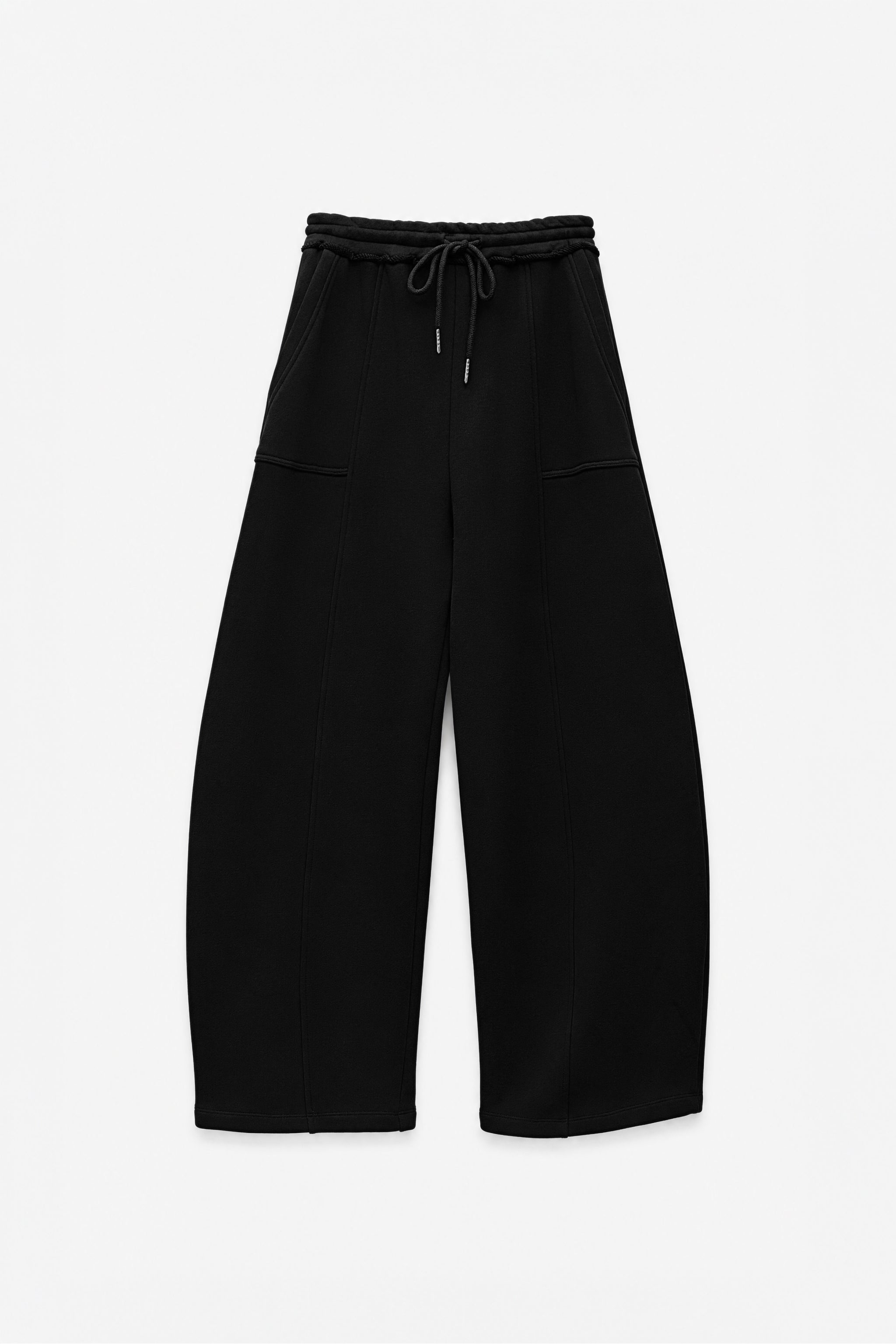 Cotton drawstring joggers in black packshot image 1