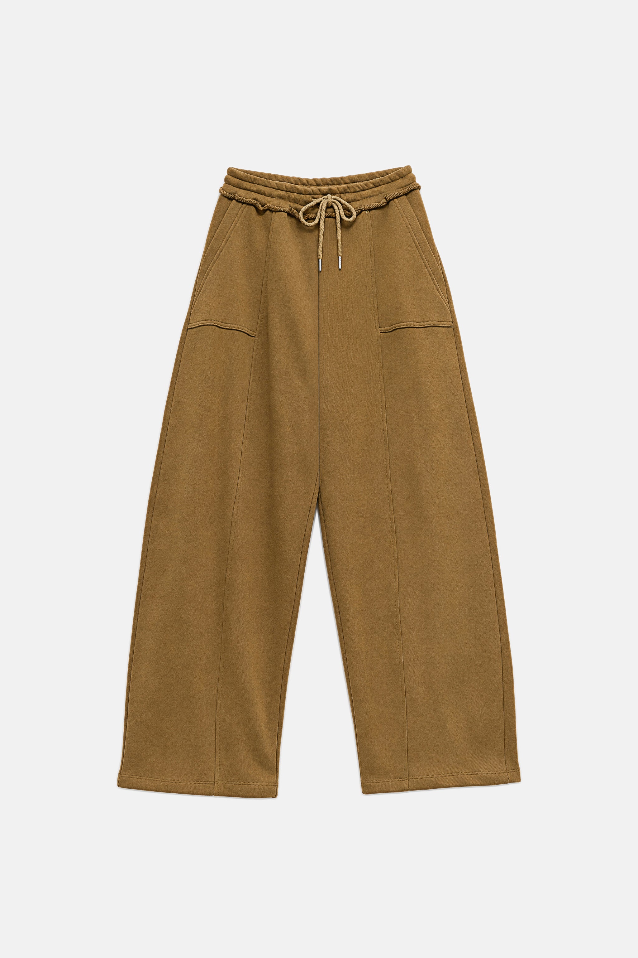 Cotton drawstring joggers in gold packshot image 1