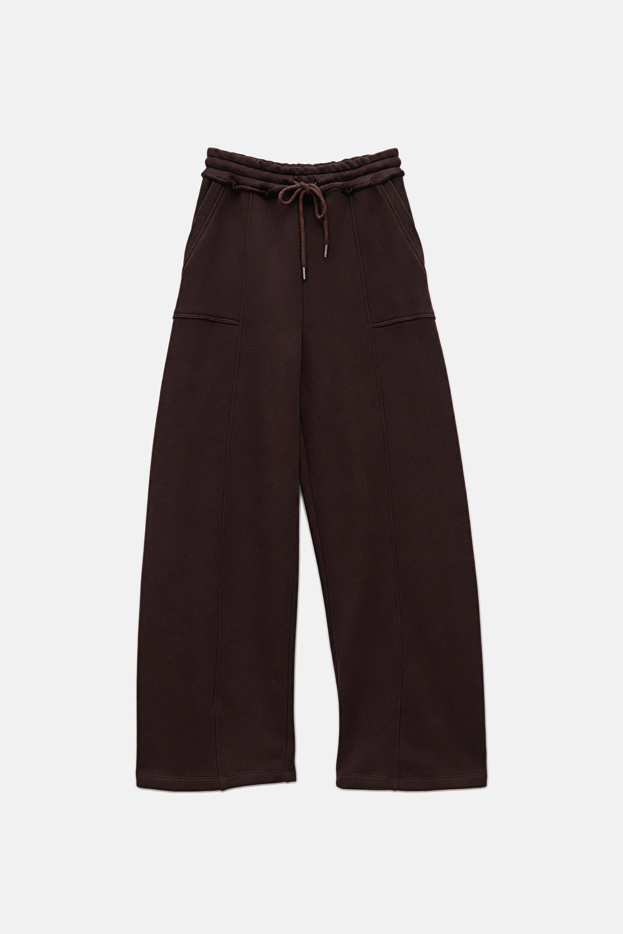 Cotton drawstring joggers in brown packshot image 1