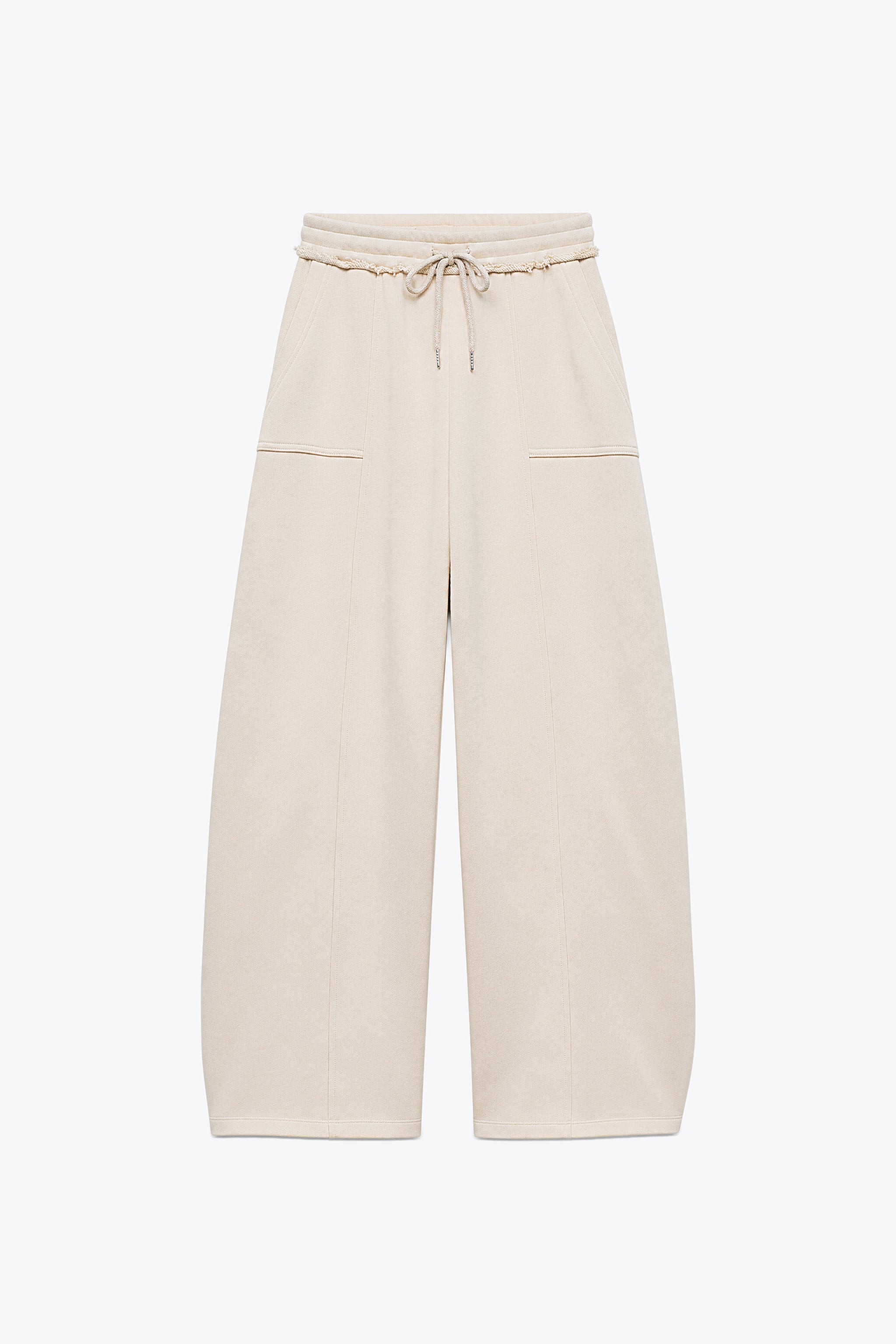 Cotton drawstring joggers in pearl packshot image 1