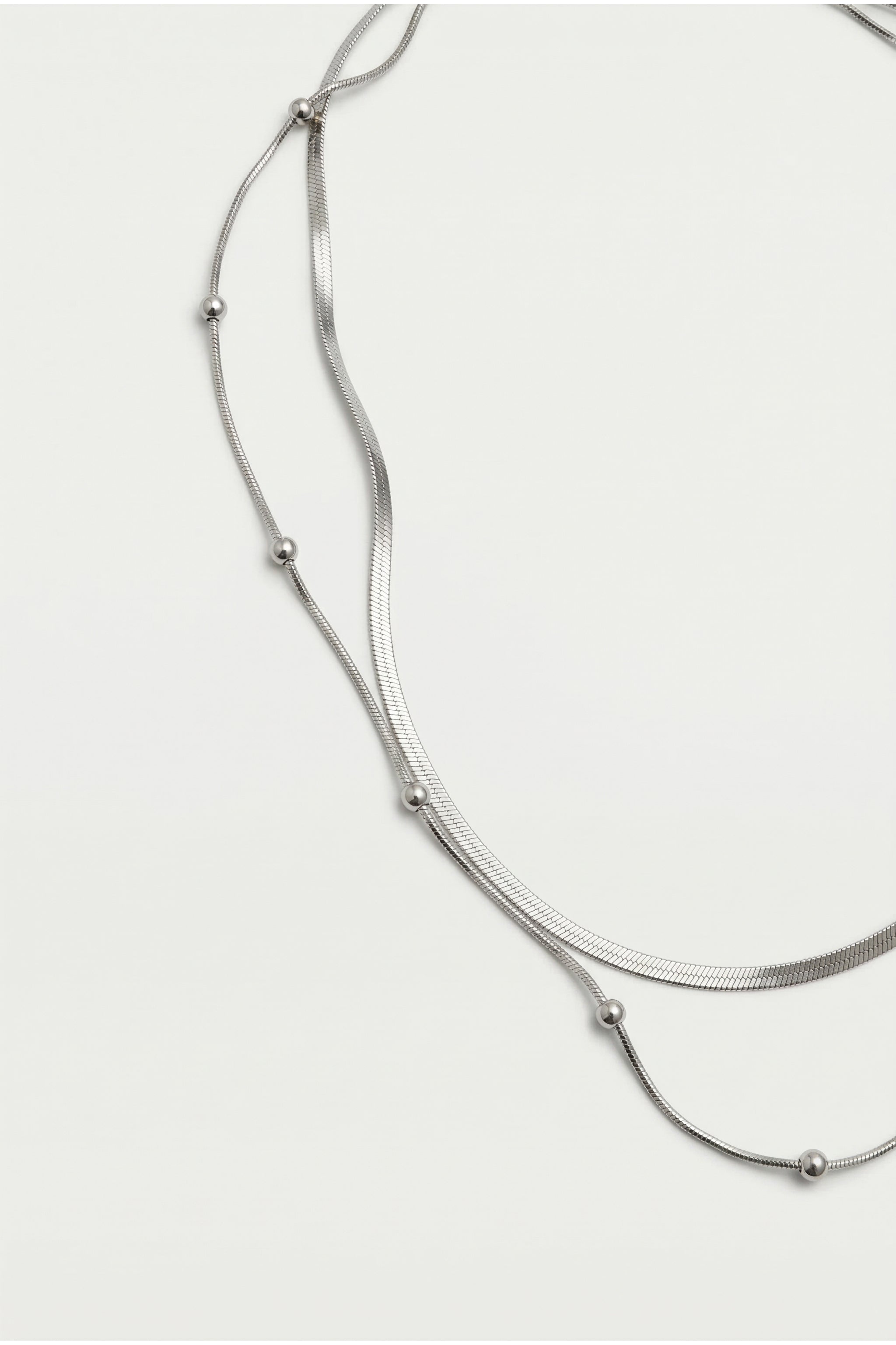 Double strand sphere necklace in silver image 2