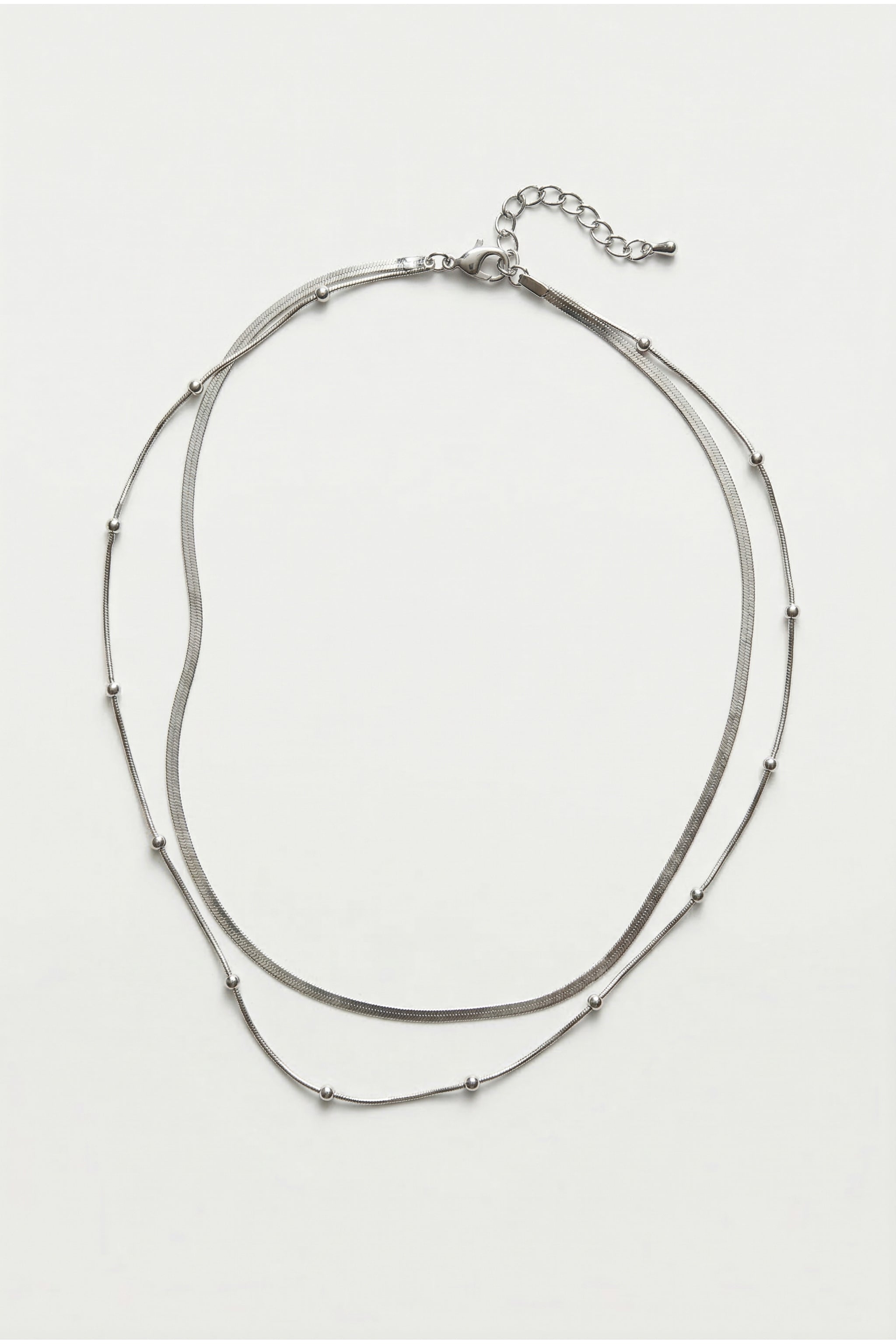 Double strand sphere necklace in silver image 1