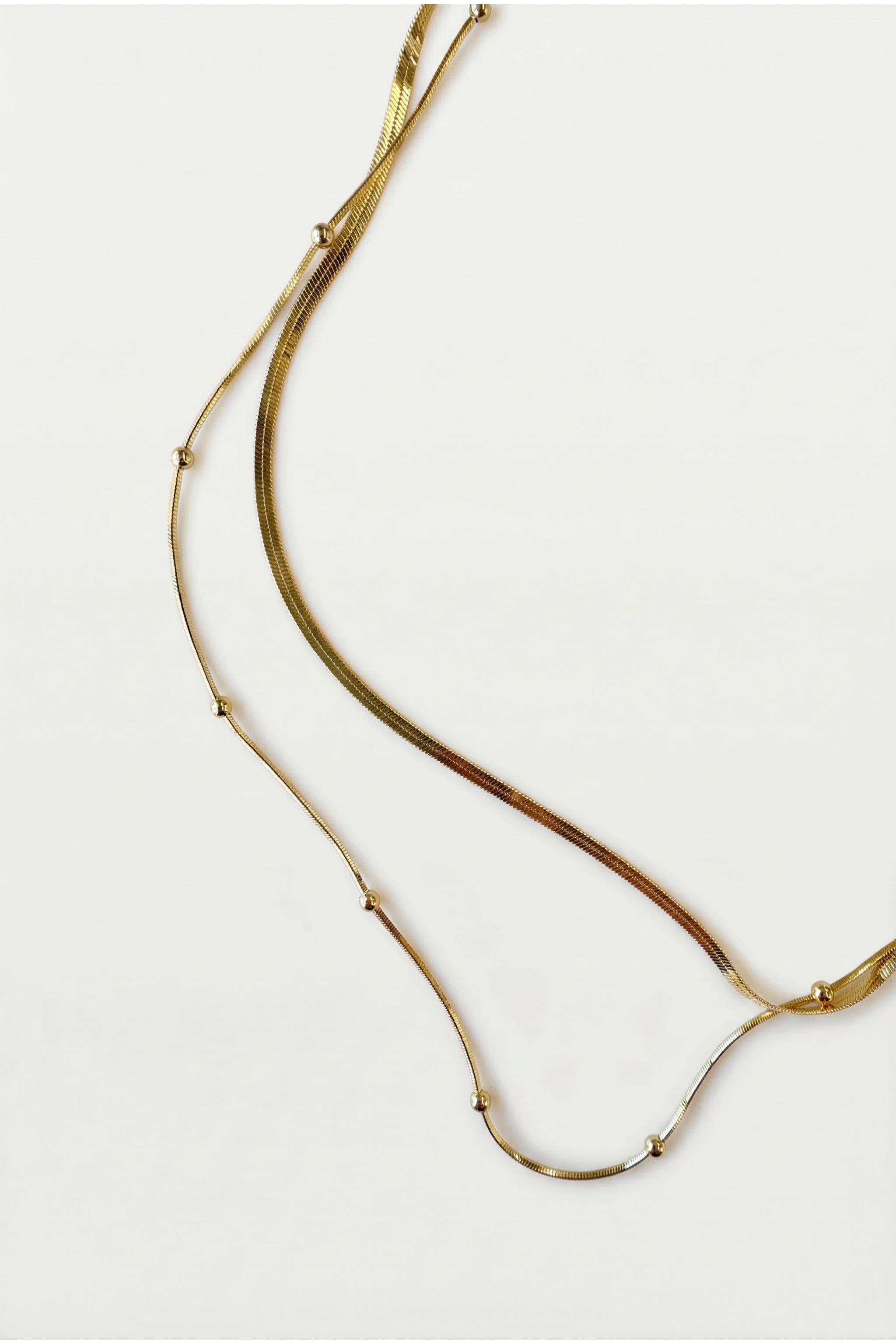 Double strand sphere necklace in gold image 2