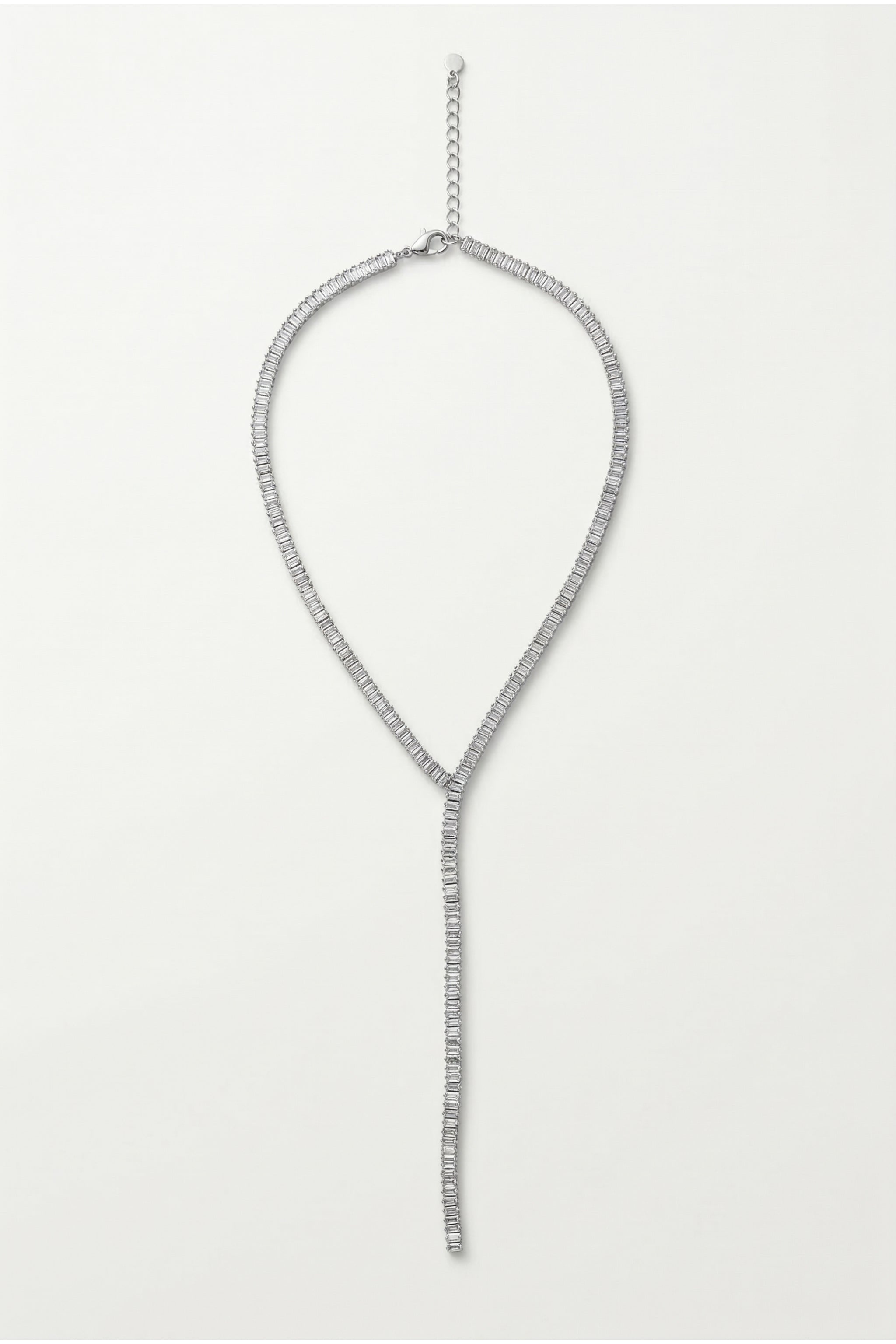 Double chain rhinestone necklace in silver image 1