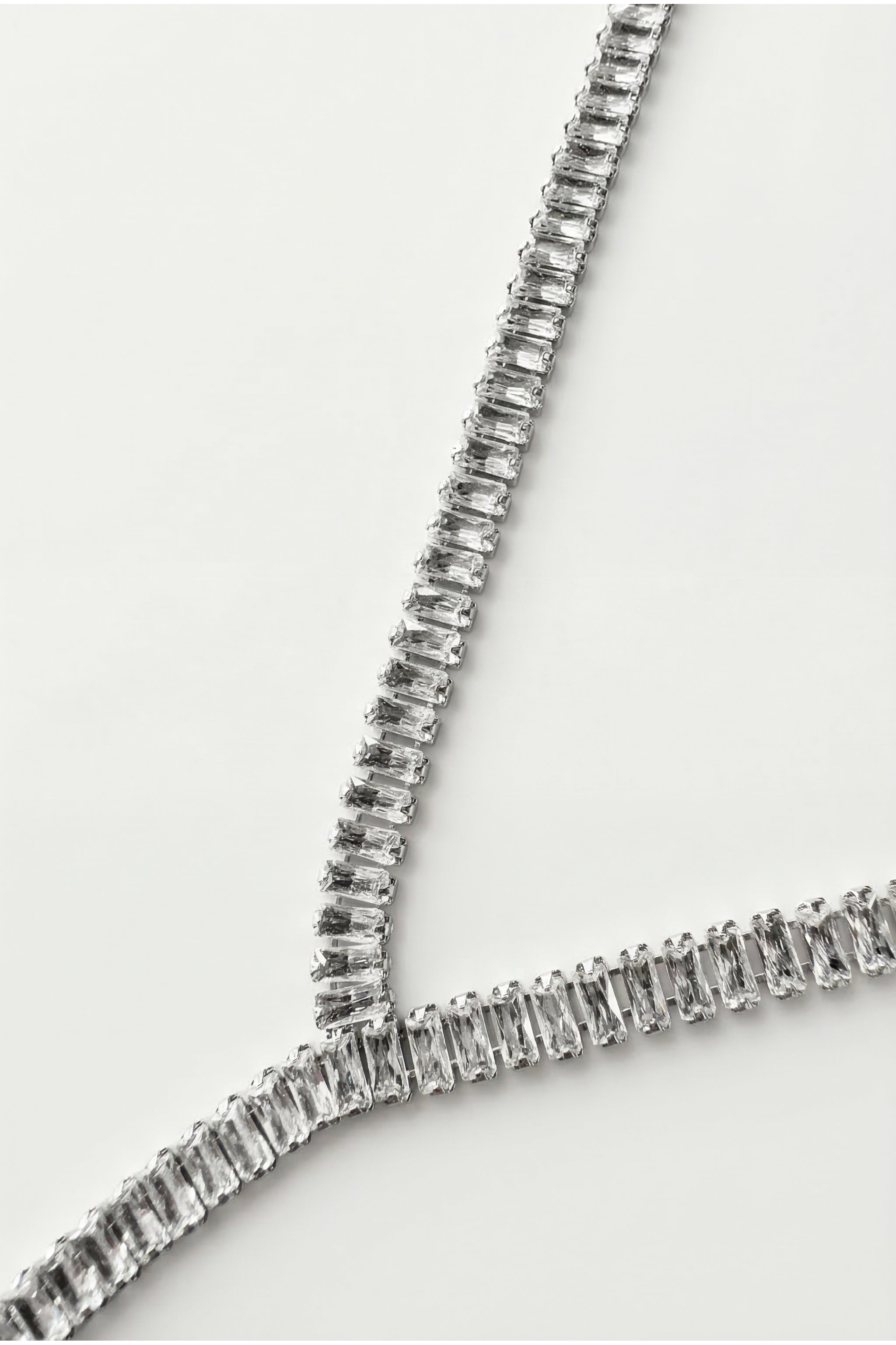 Double chain rhinestone necklace in silver image 2