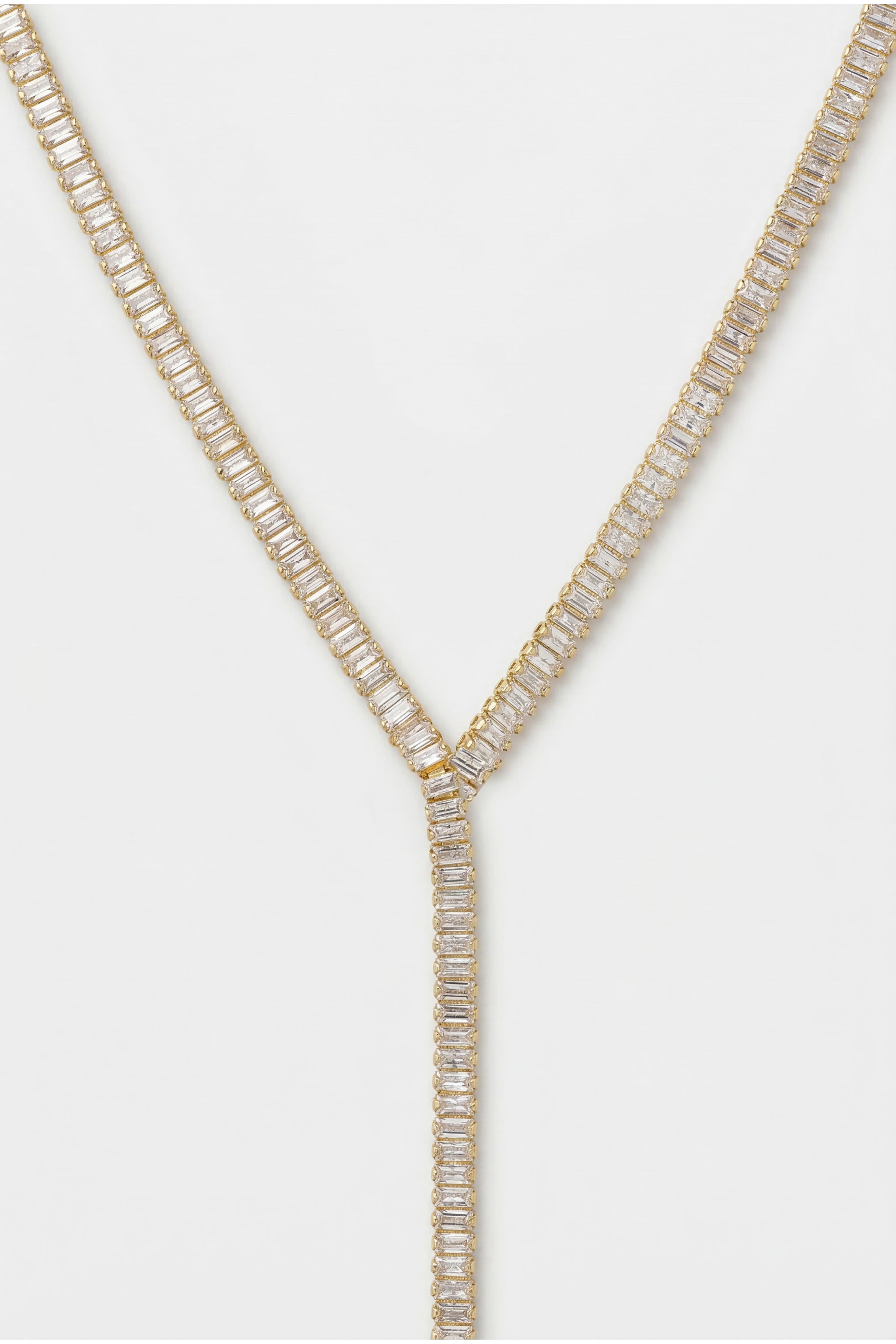 Double chain rhinestone necklace in gold image 1
