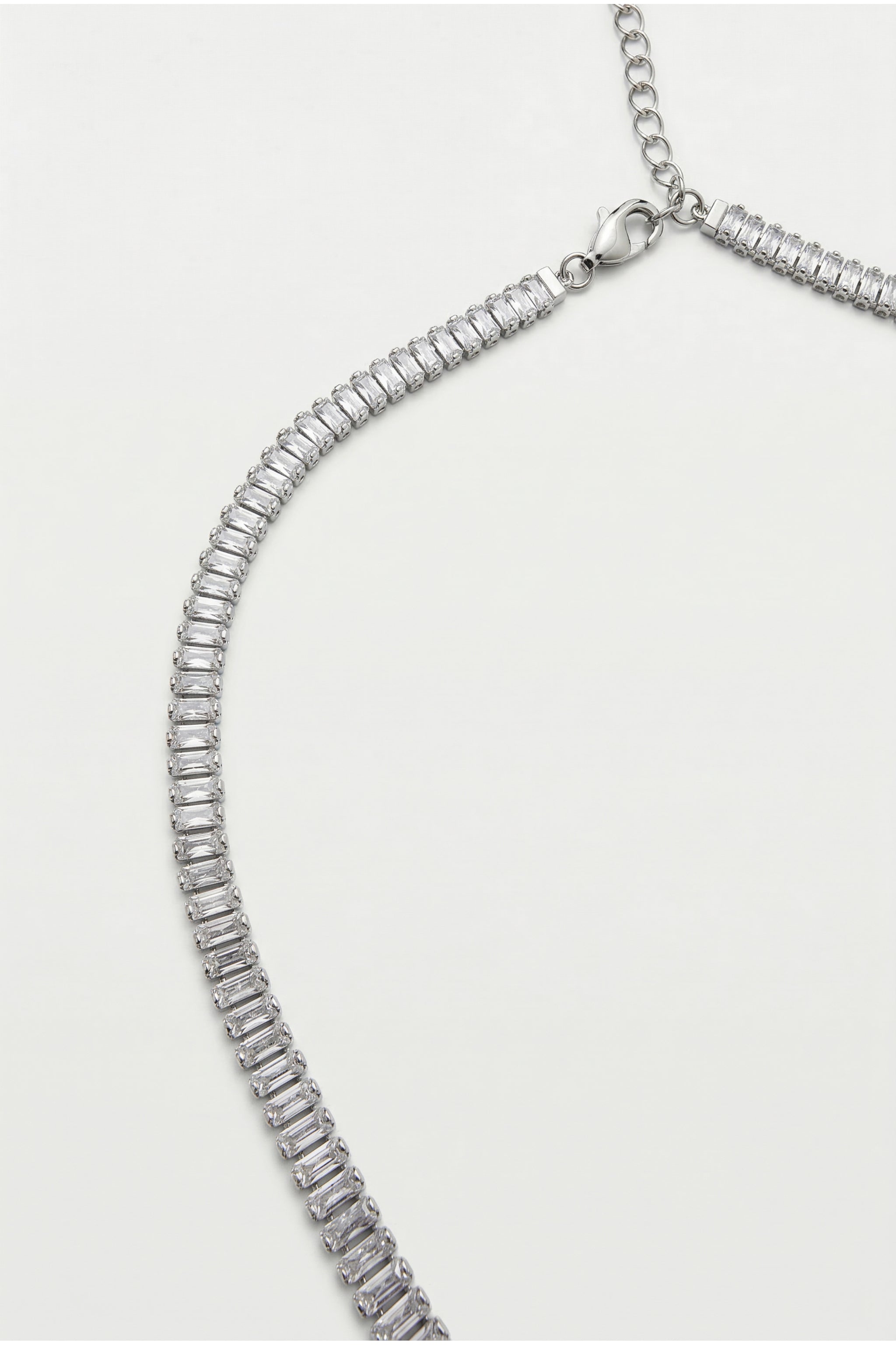 Double chain rhinestone necklace in silver image 3
