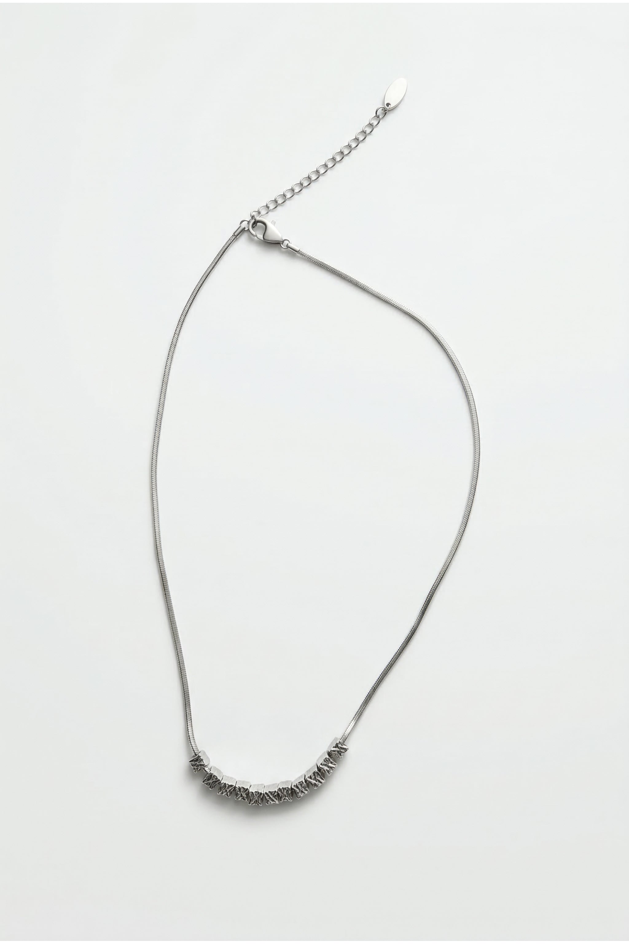 Geometric rhinestone necklace in silver image 1