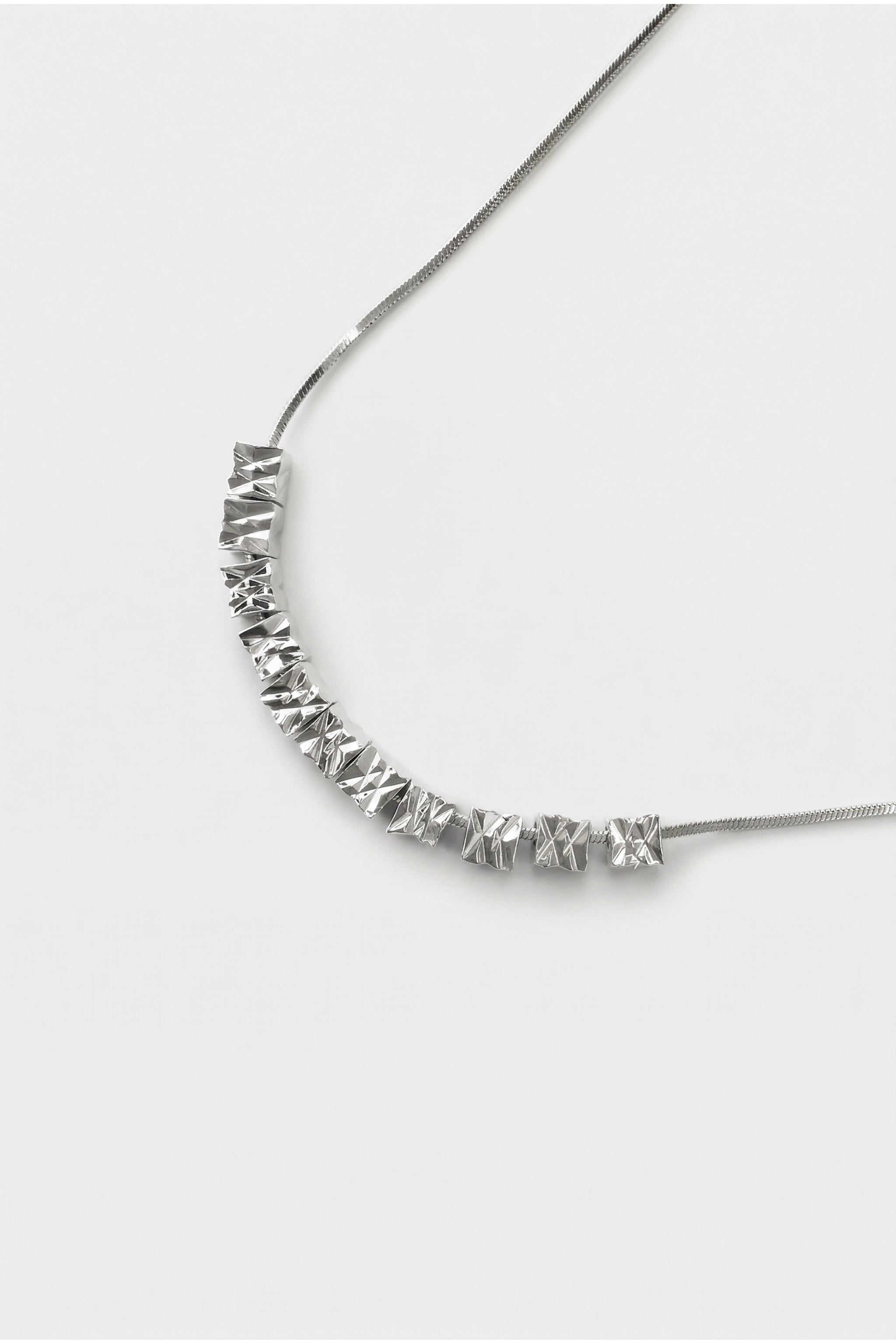 Geometric rhinestone necklace in silver image 2