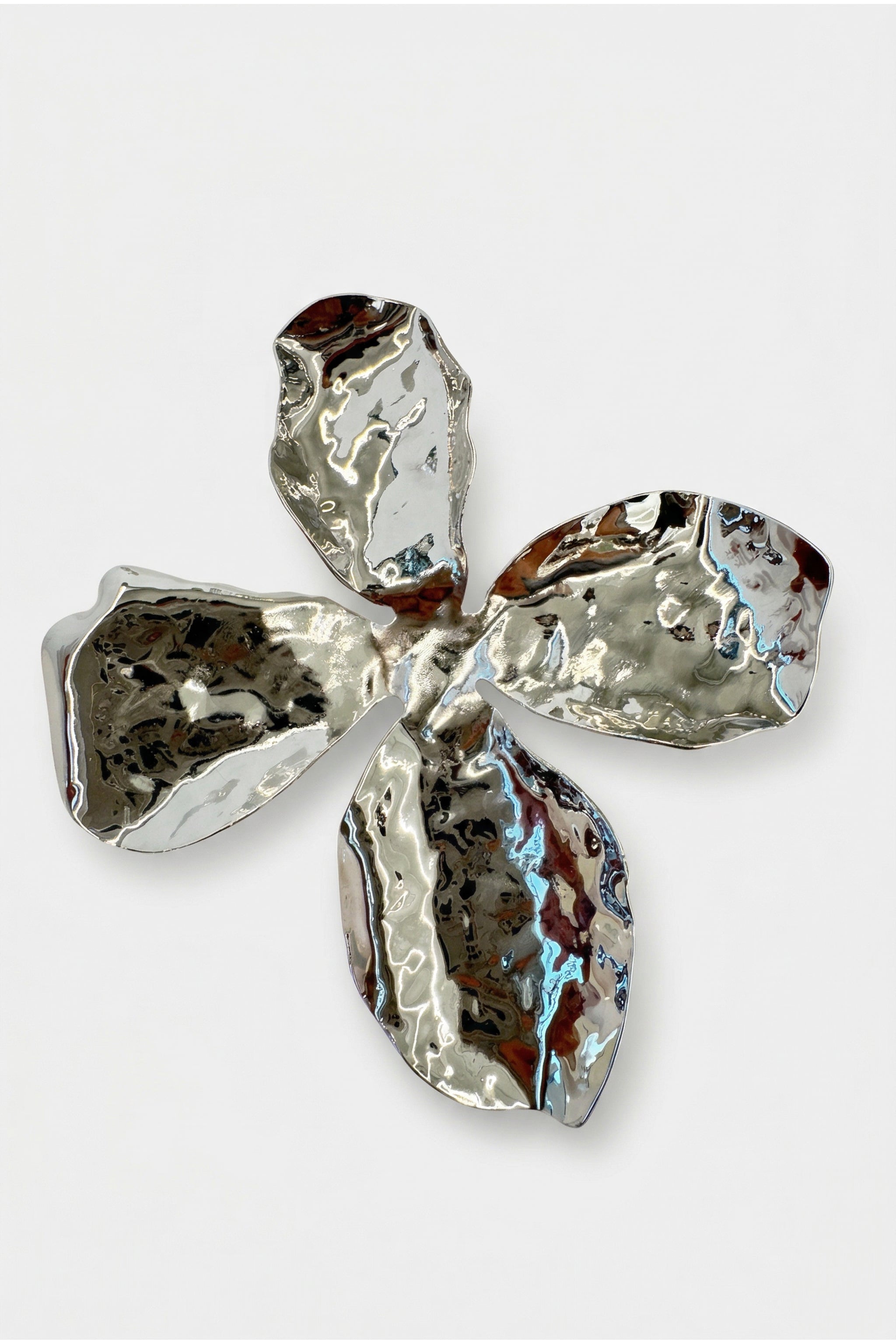 Floral statement earrings in silver, image 2