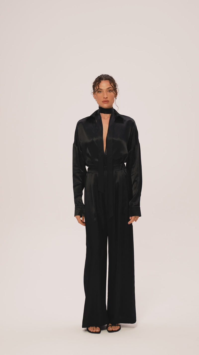 Pantaloni di raso con spacco