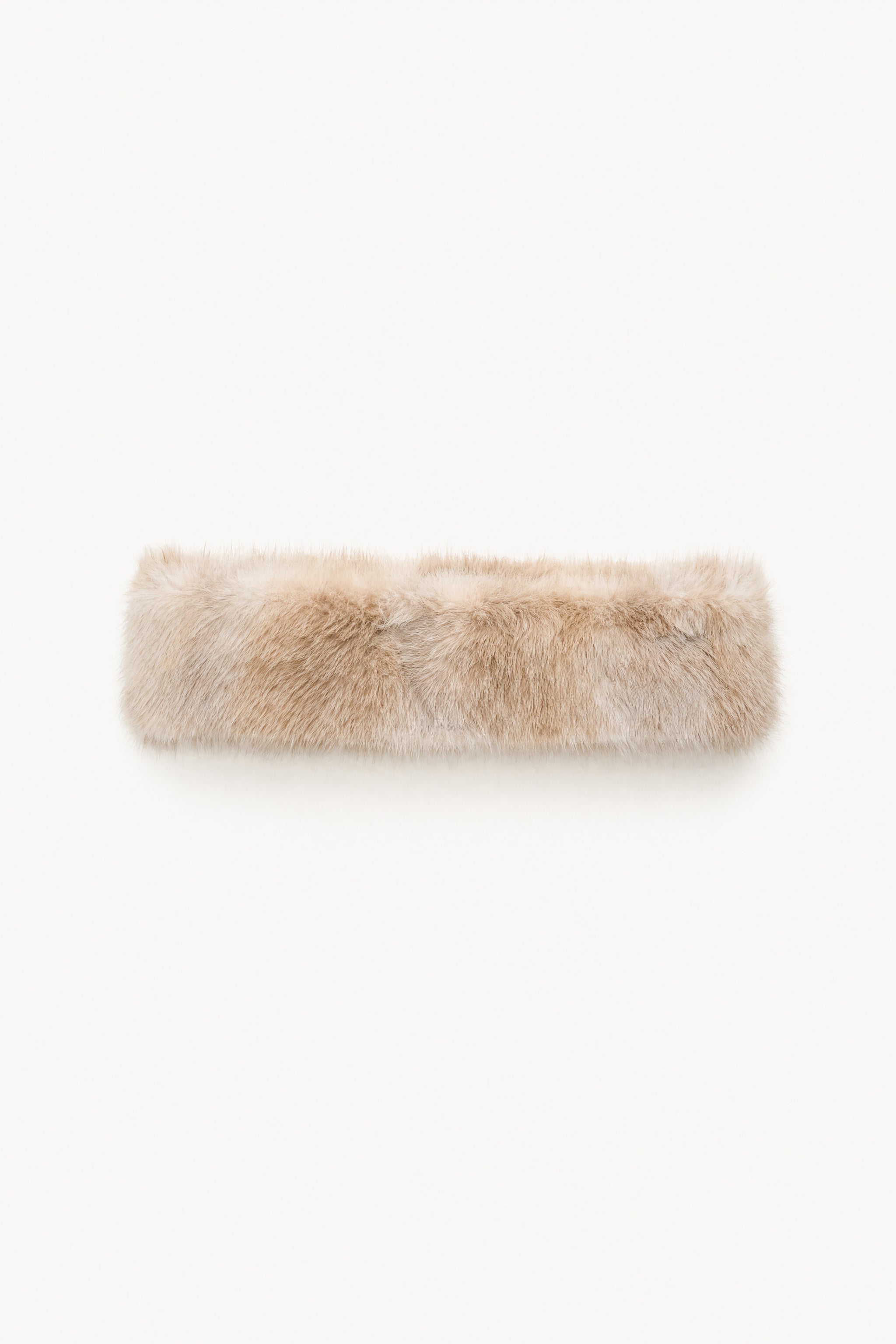 Faux fur tie scarf in beige image 5