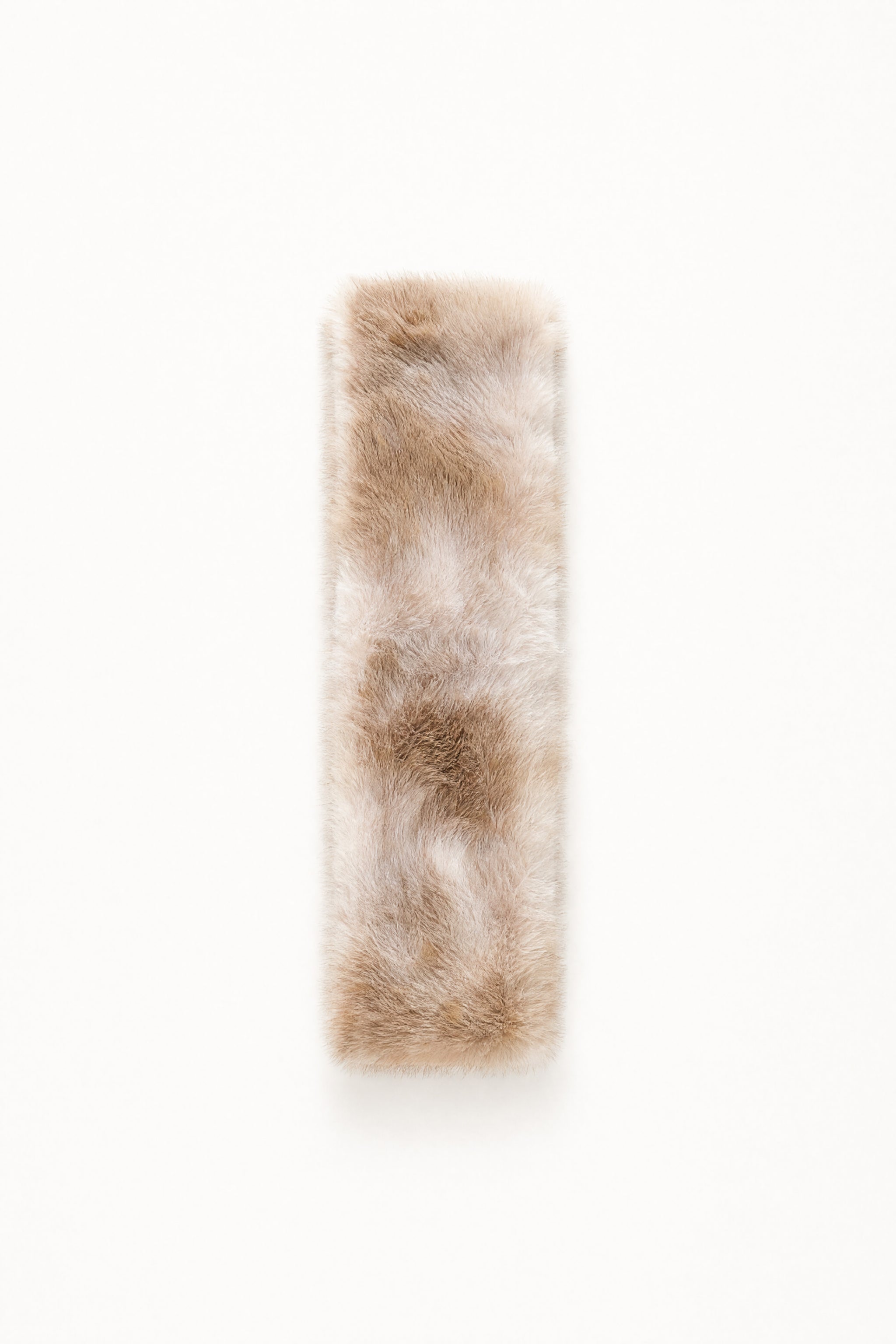 Faux fur tie scarf in beige image 6