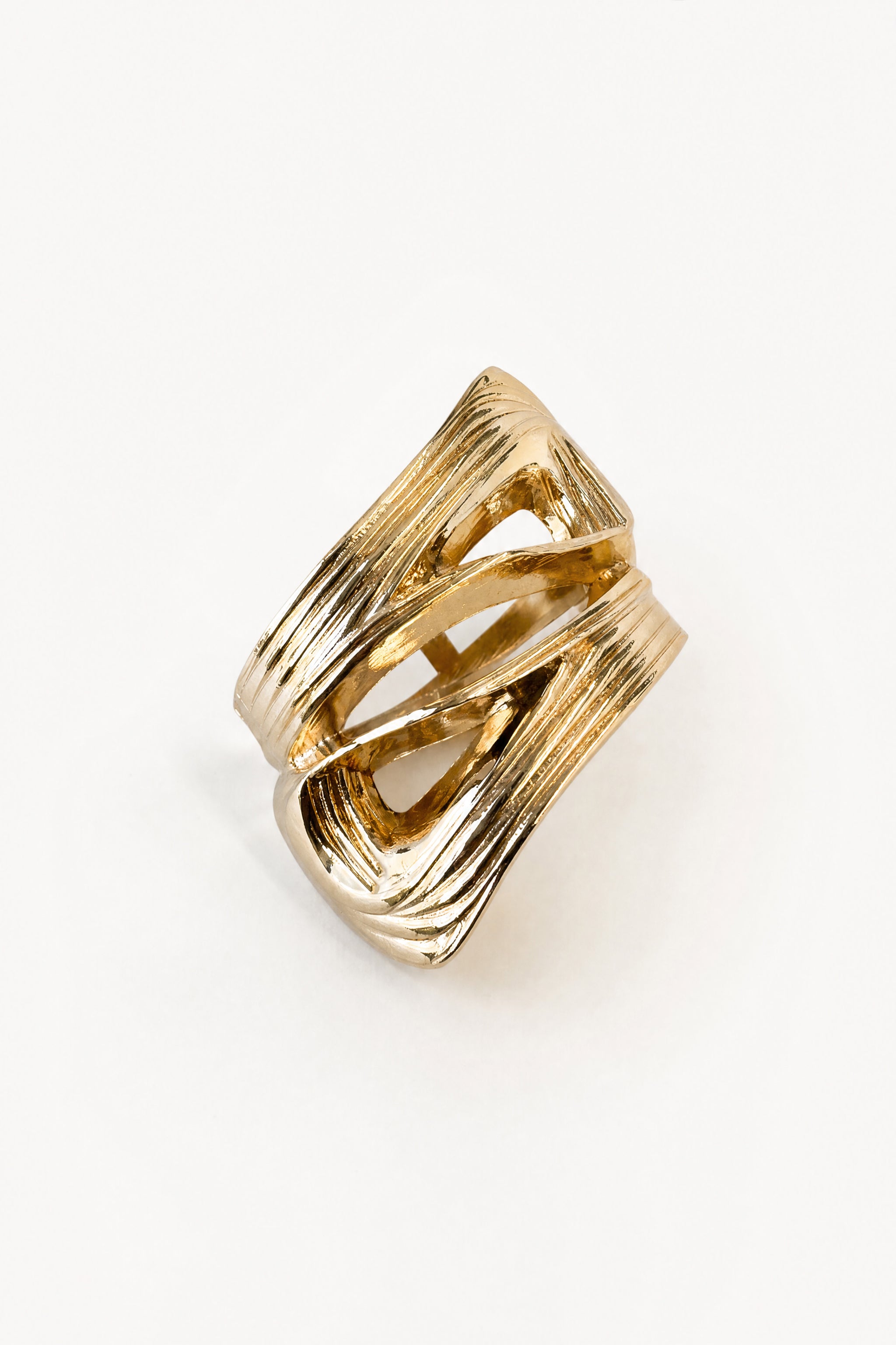 Textured crossover scarf ring in gold image 2