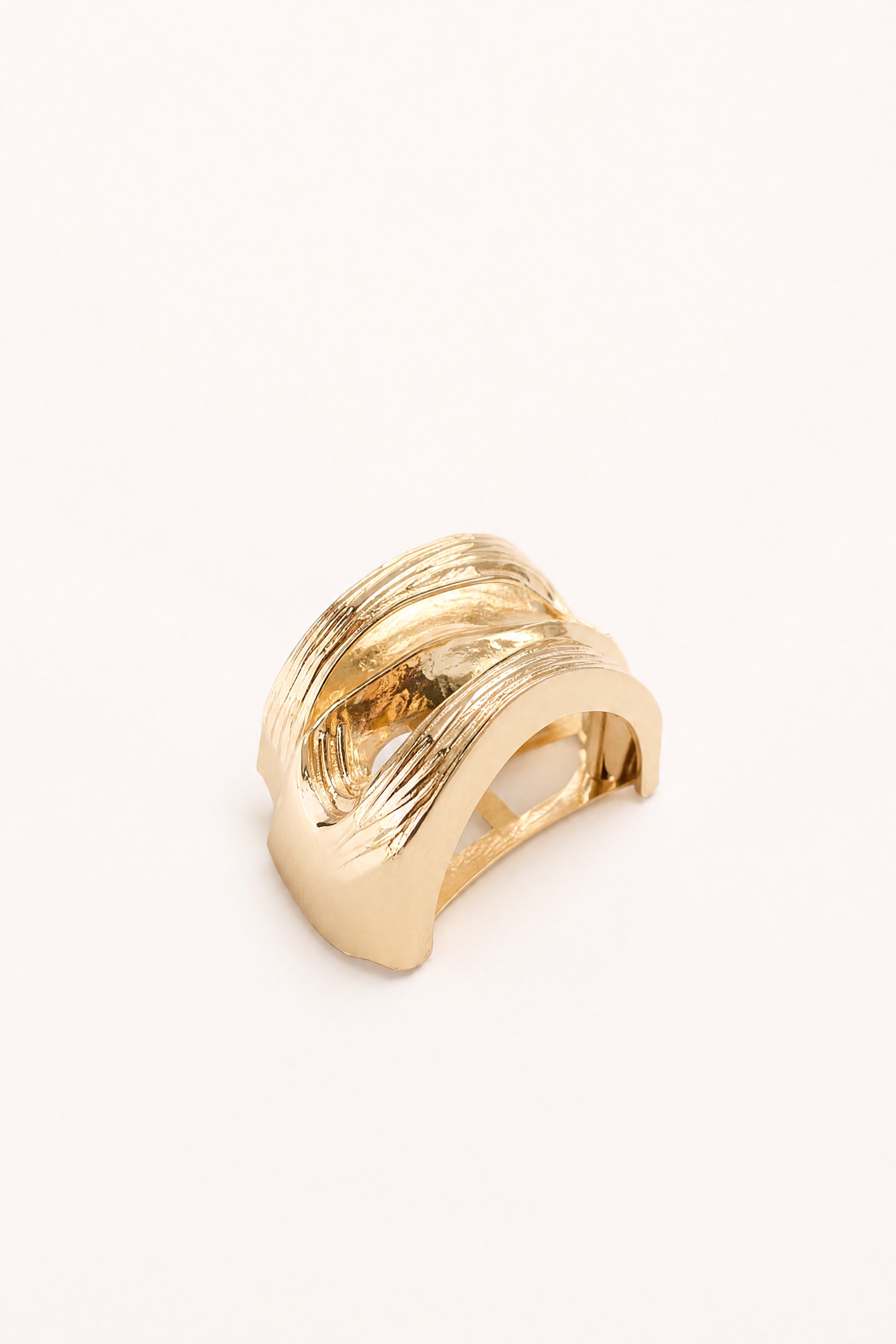 Textured crossover scarf ring in gold image 1