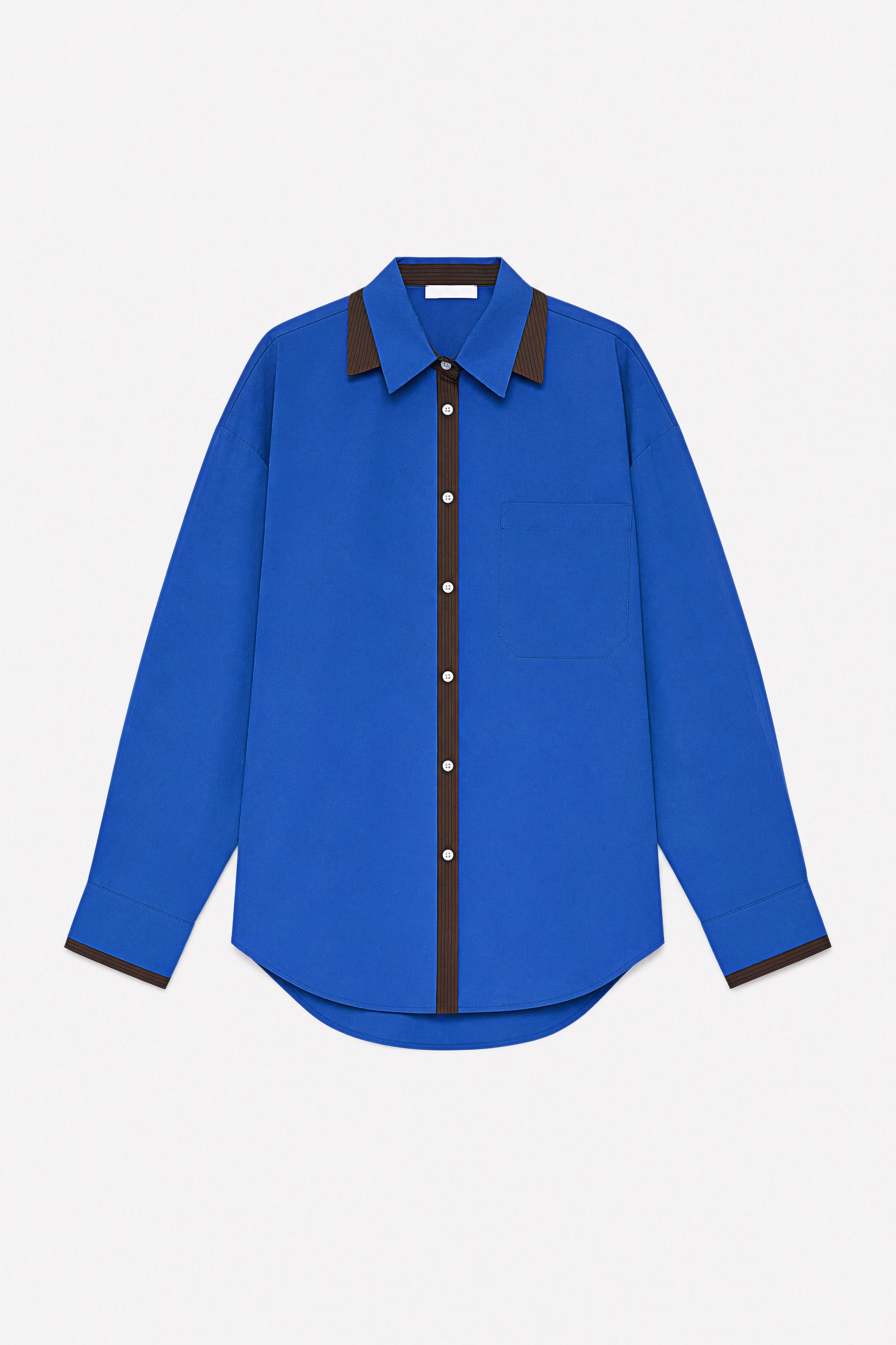 Striped detail poplin shirt in sea blue packshot image 1